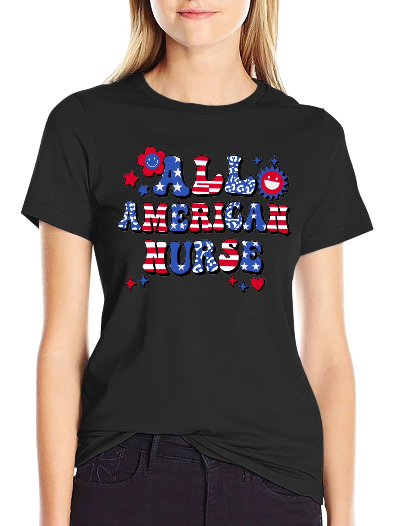 All American Nurse Patriotic Graphic Tee