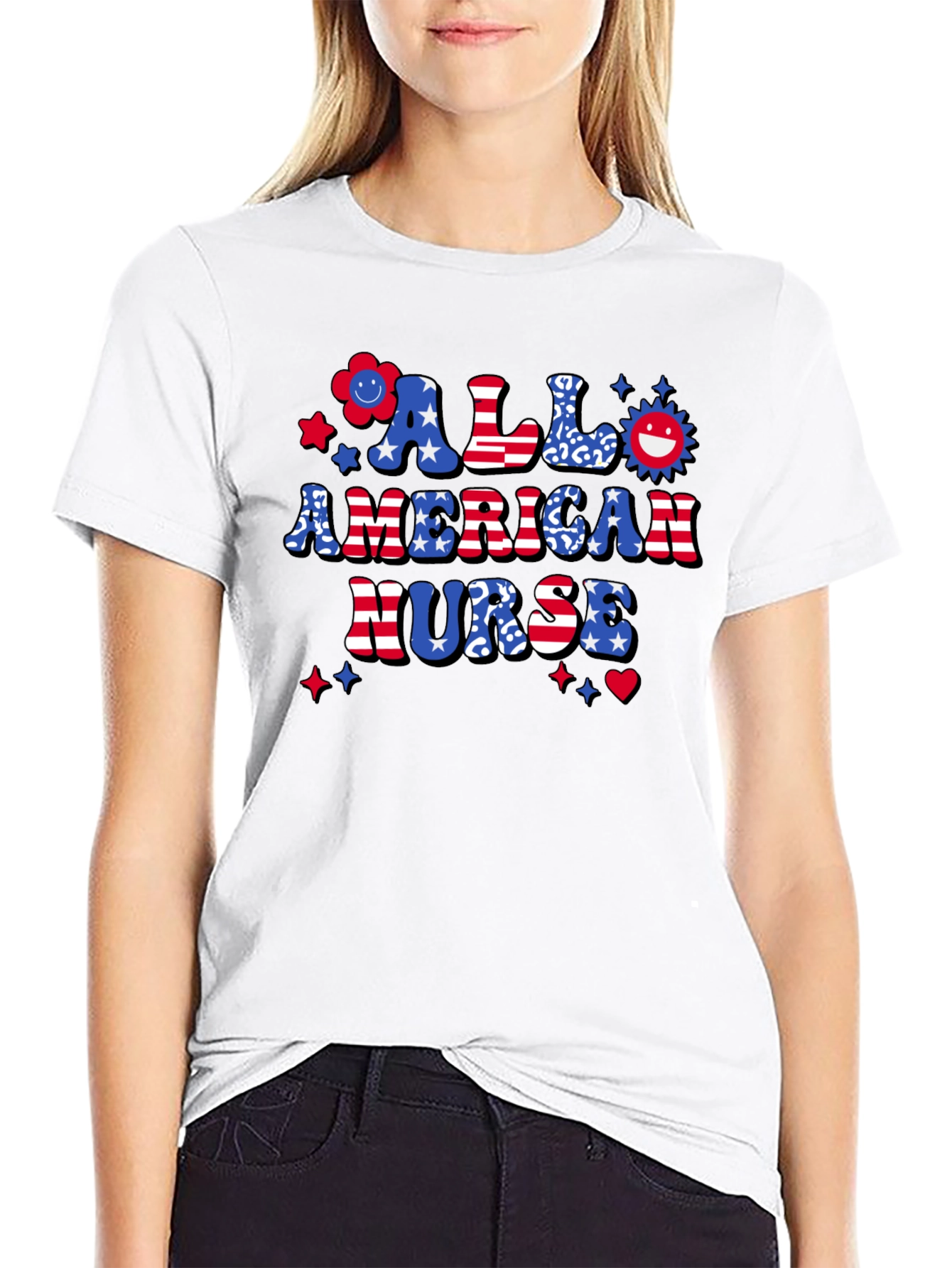 All American Nurse Patriotic Graphic Tee