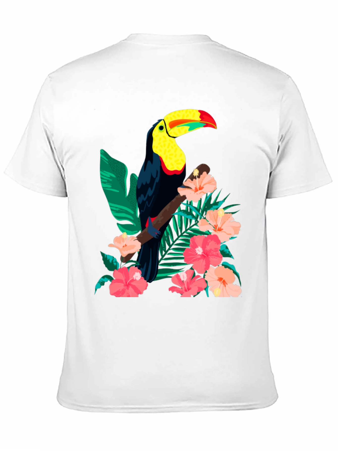 Toucan & Floral Print Black T-Shirt