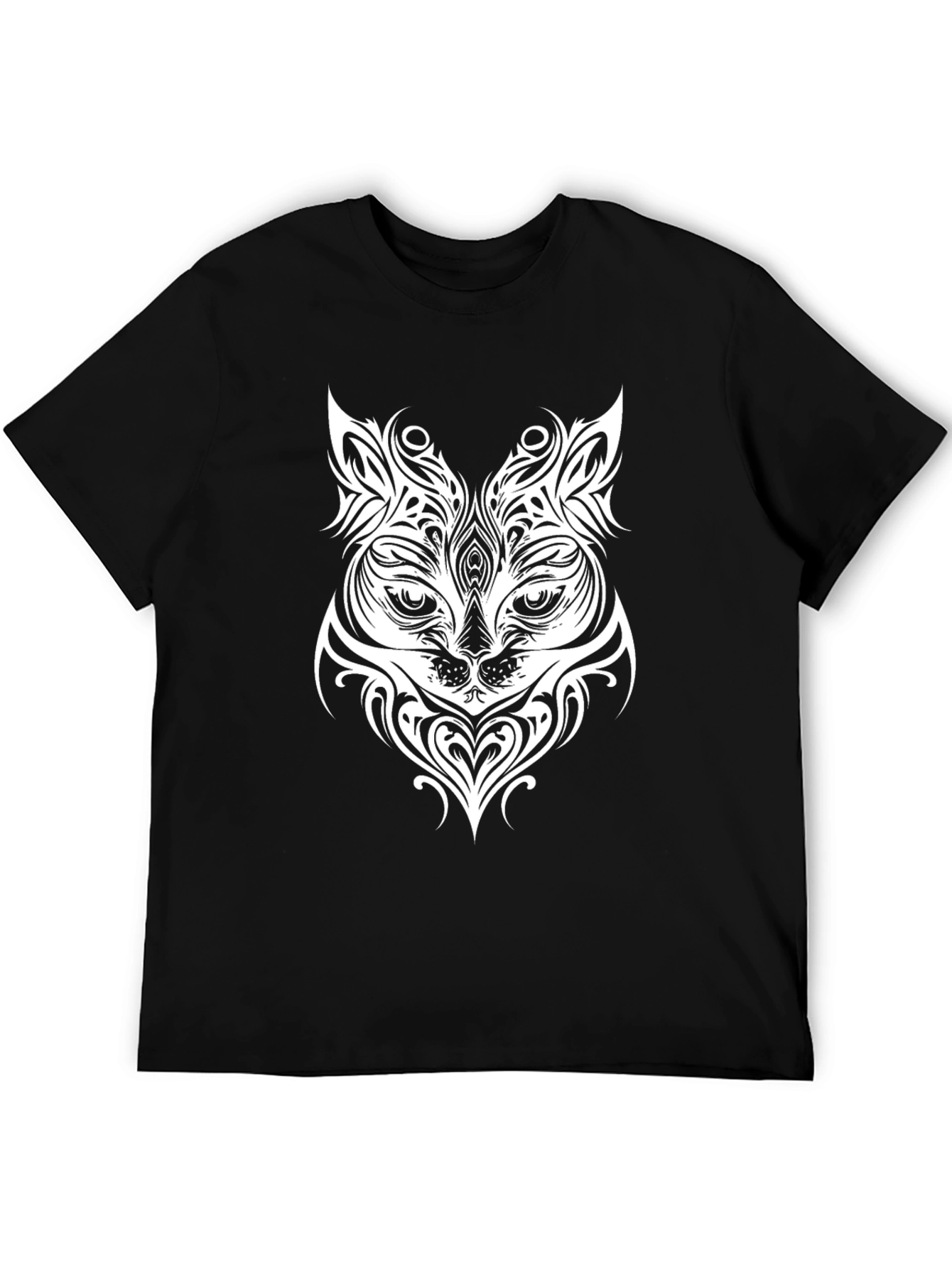 Tribal Cat Graphic Print T-Shirt