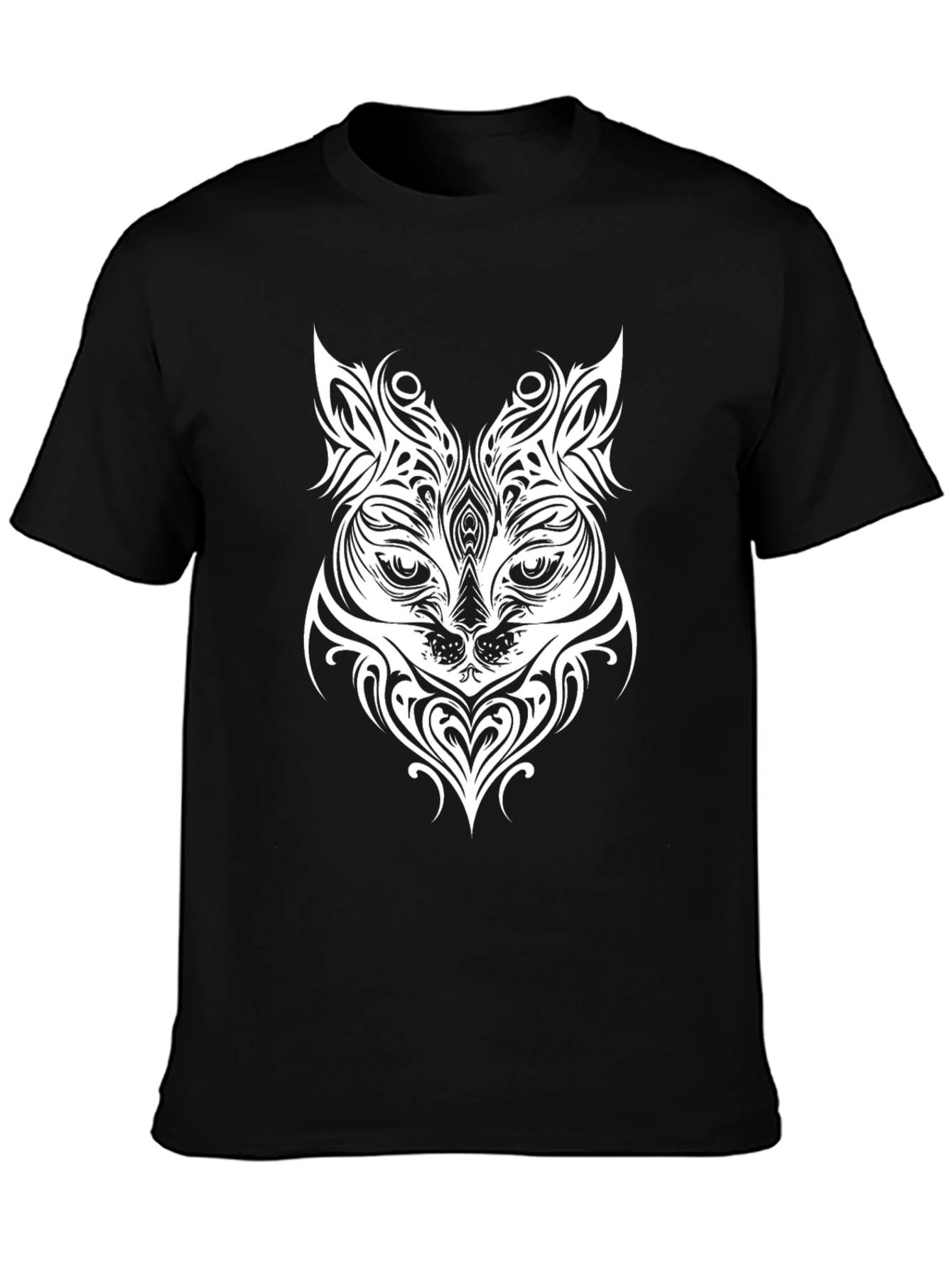 Tribal Cat Graphic Print T-Shirt