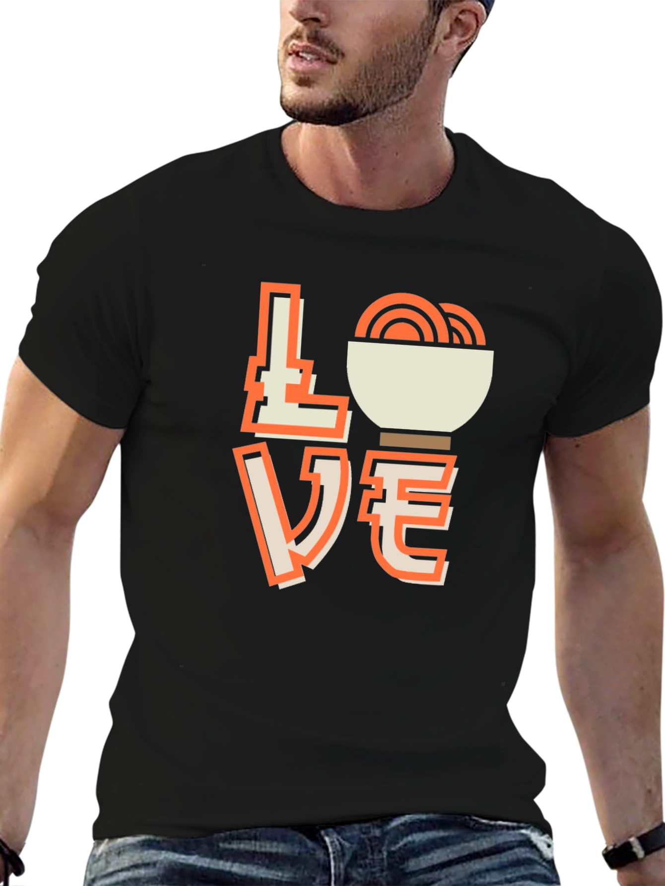 Love Noodles Black Graphic T-Shirt