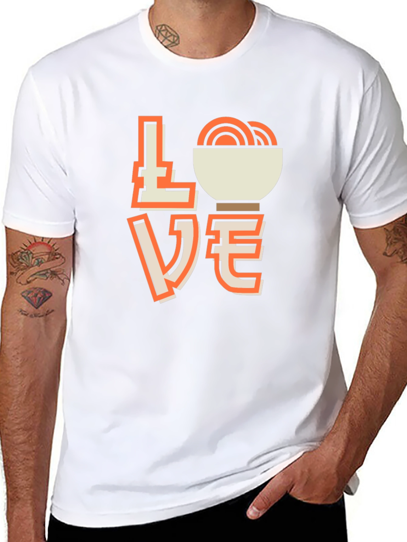 Love Noodles Black Graphic T-Shirt
