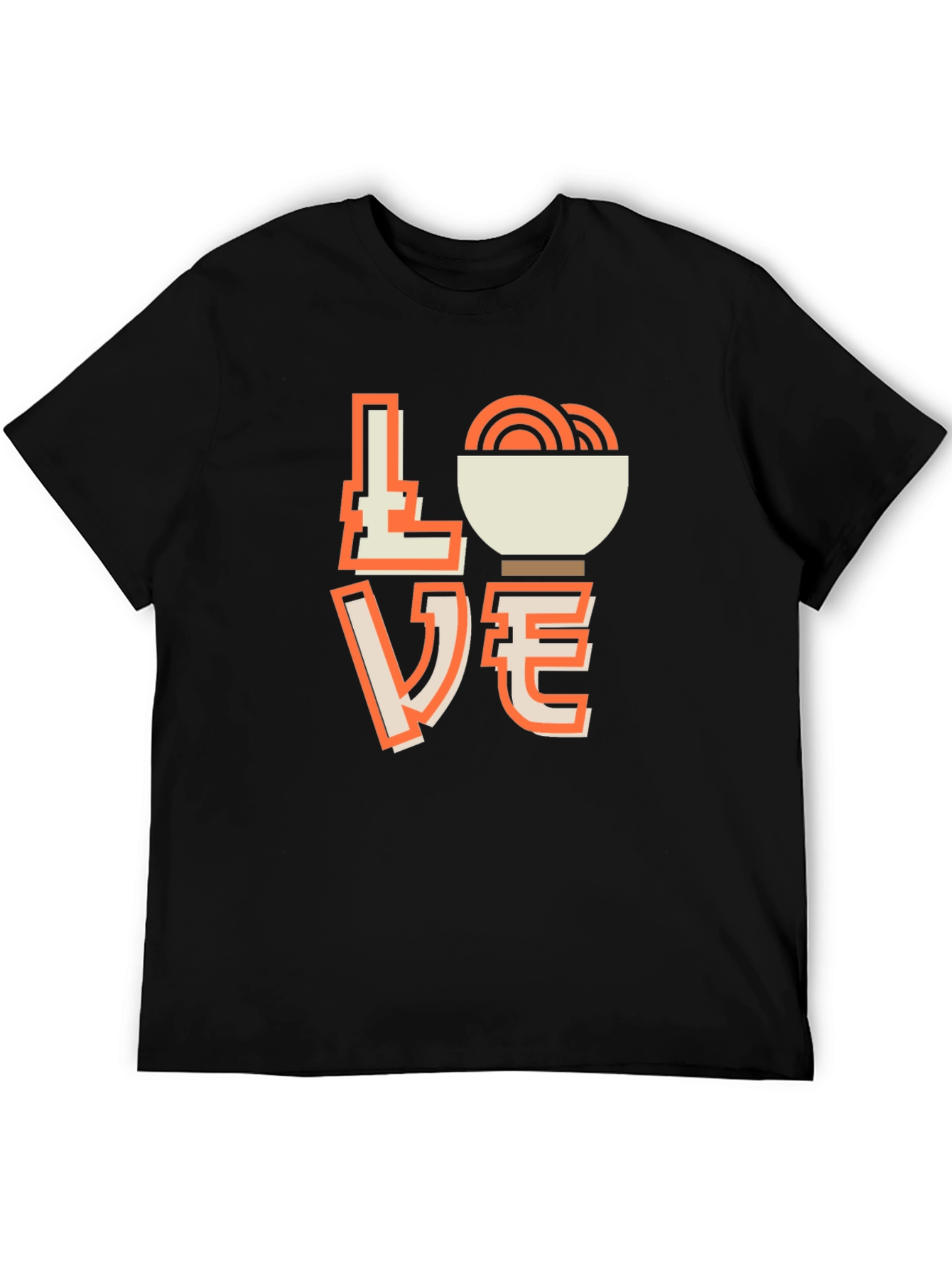 Love Noodles Black Graphic T-Shirt