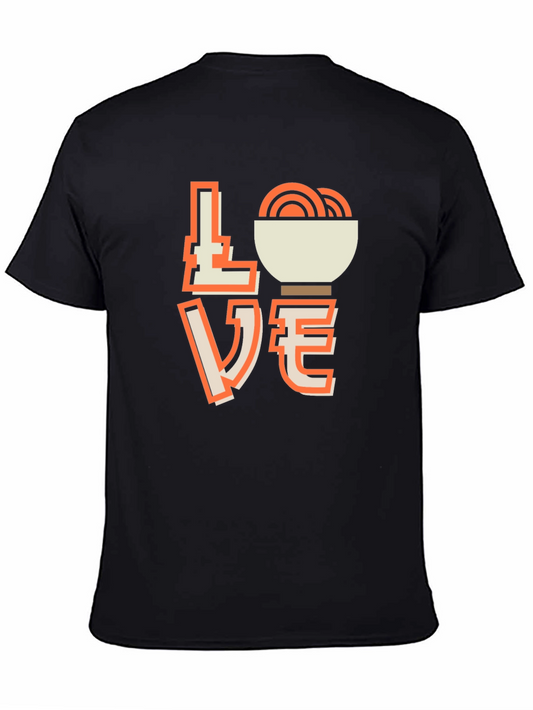 Love Noodles Black Graphic T-Shirt