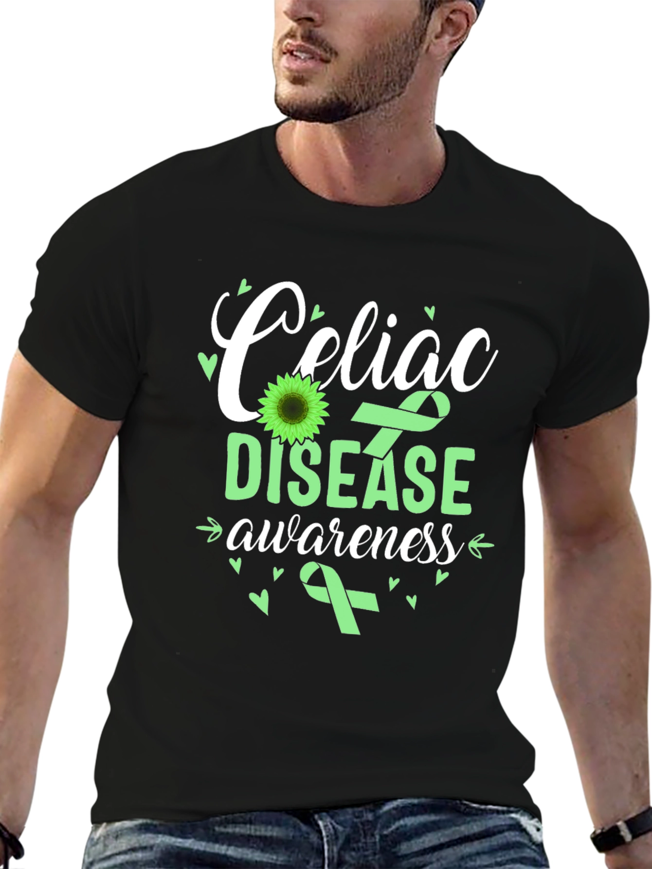 Celiac Disease Awareness T-Shirt - Green Ribbon Design