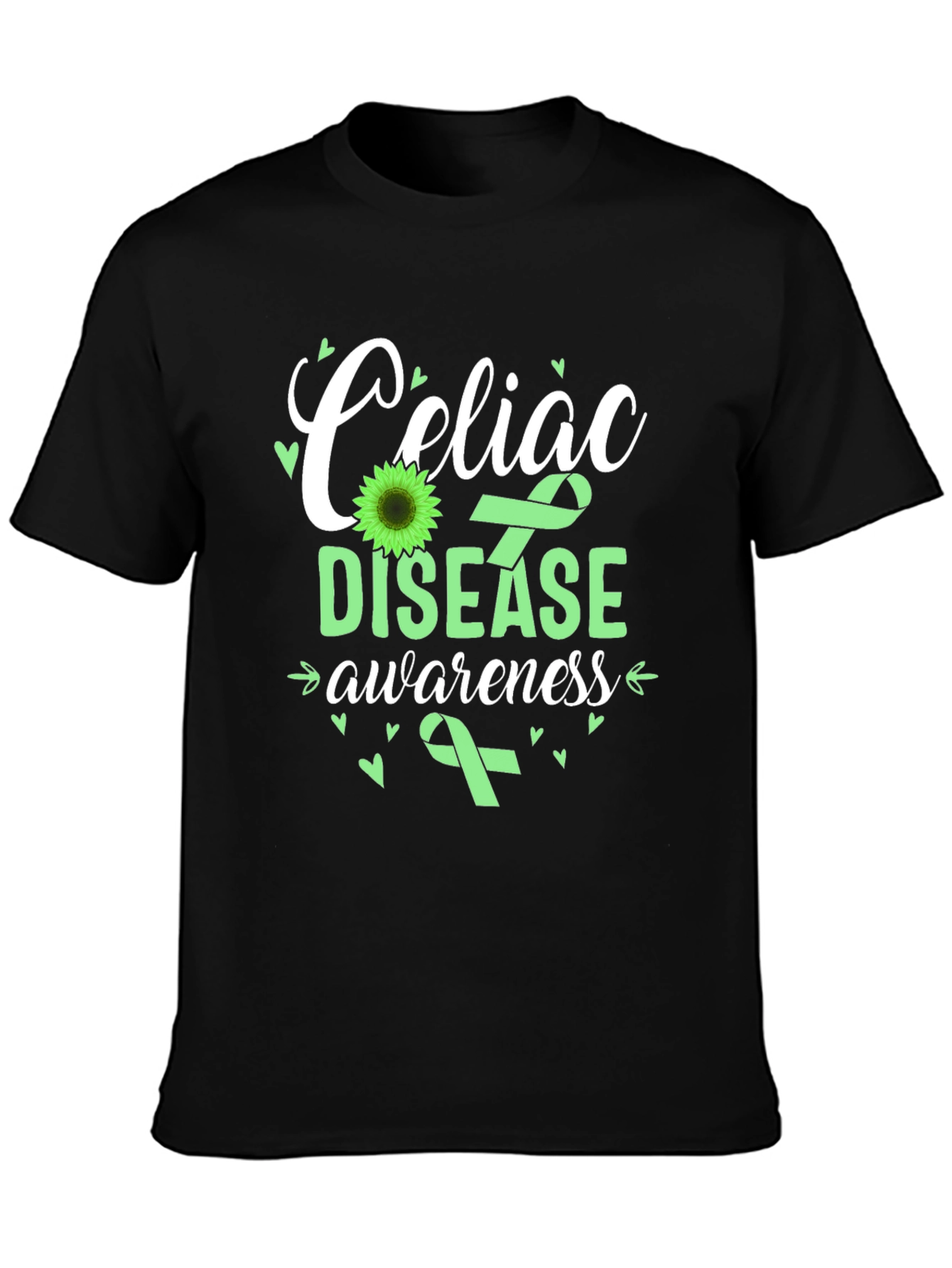Celiac Disease Awareness T-Shirt - Green Ribbon Design