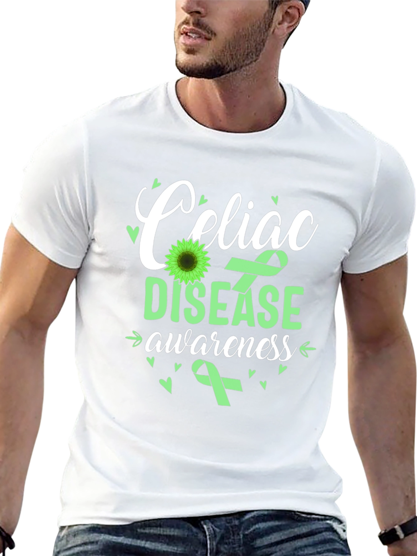 Celiac Disease Awareness T-Shirt - Green Ribbon Design