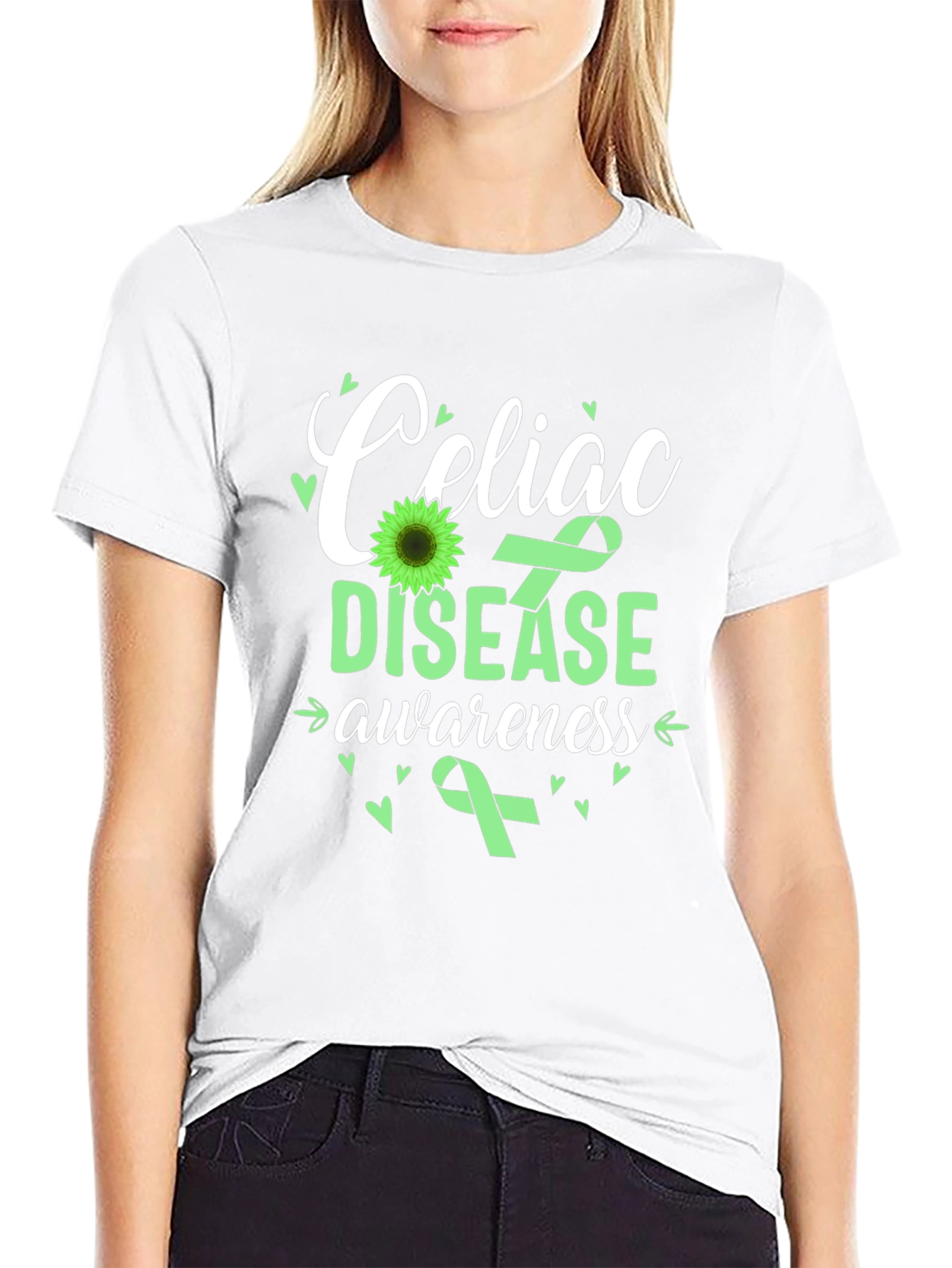 Celiac Disease Awareness T-Shirt - Green Ribbon Design