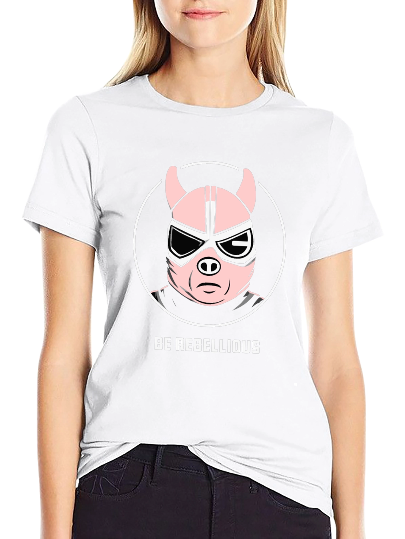 Be Rebellious Pig Wrestler T-Shirt - Black