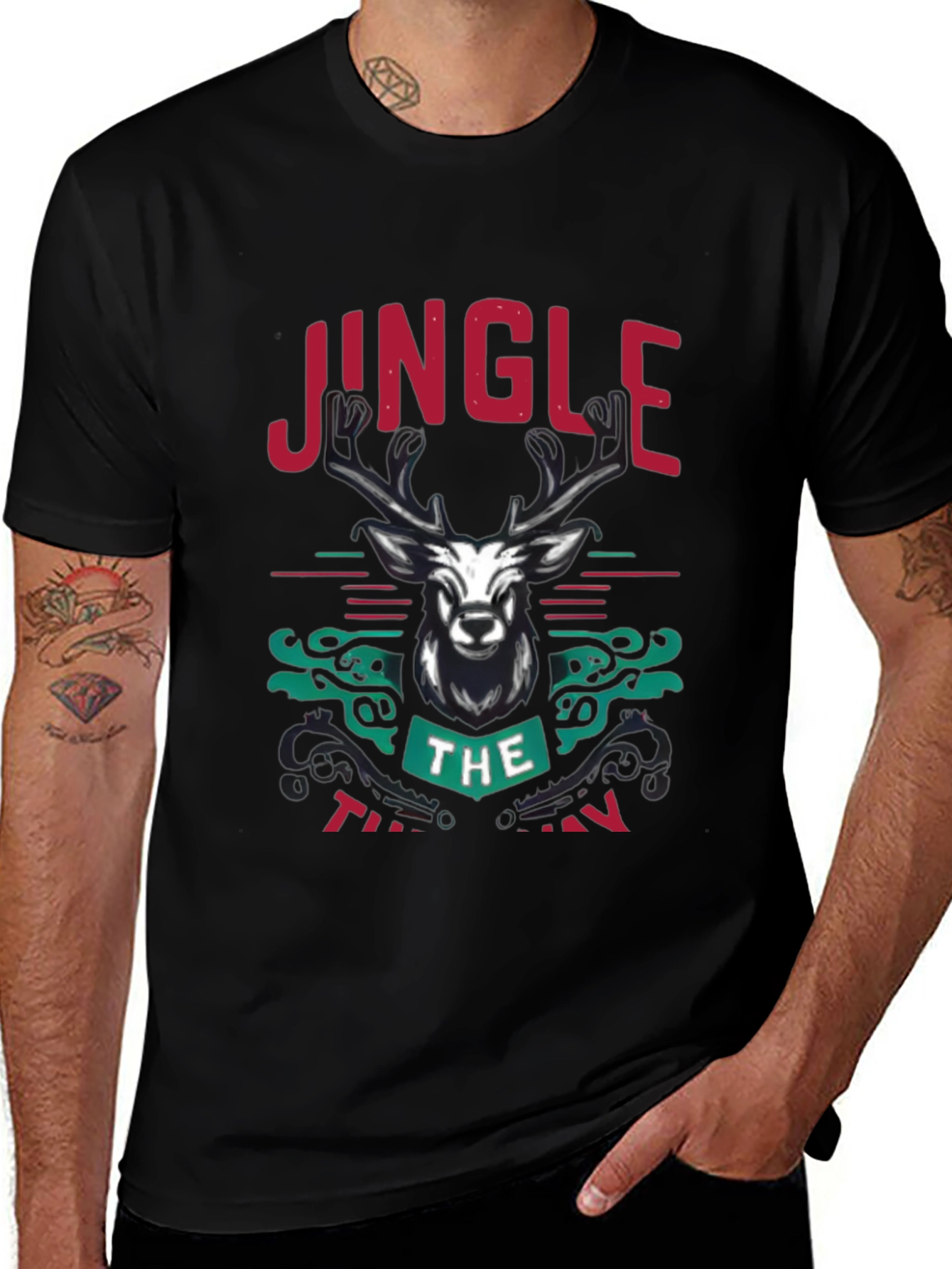 Jingle the Turkeys Mens Black Graphic Tee