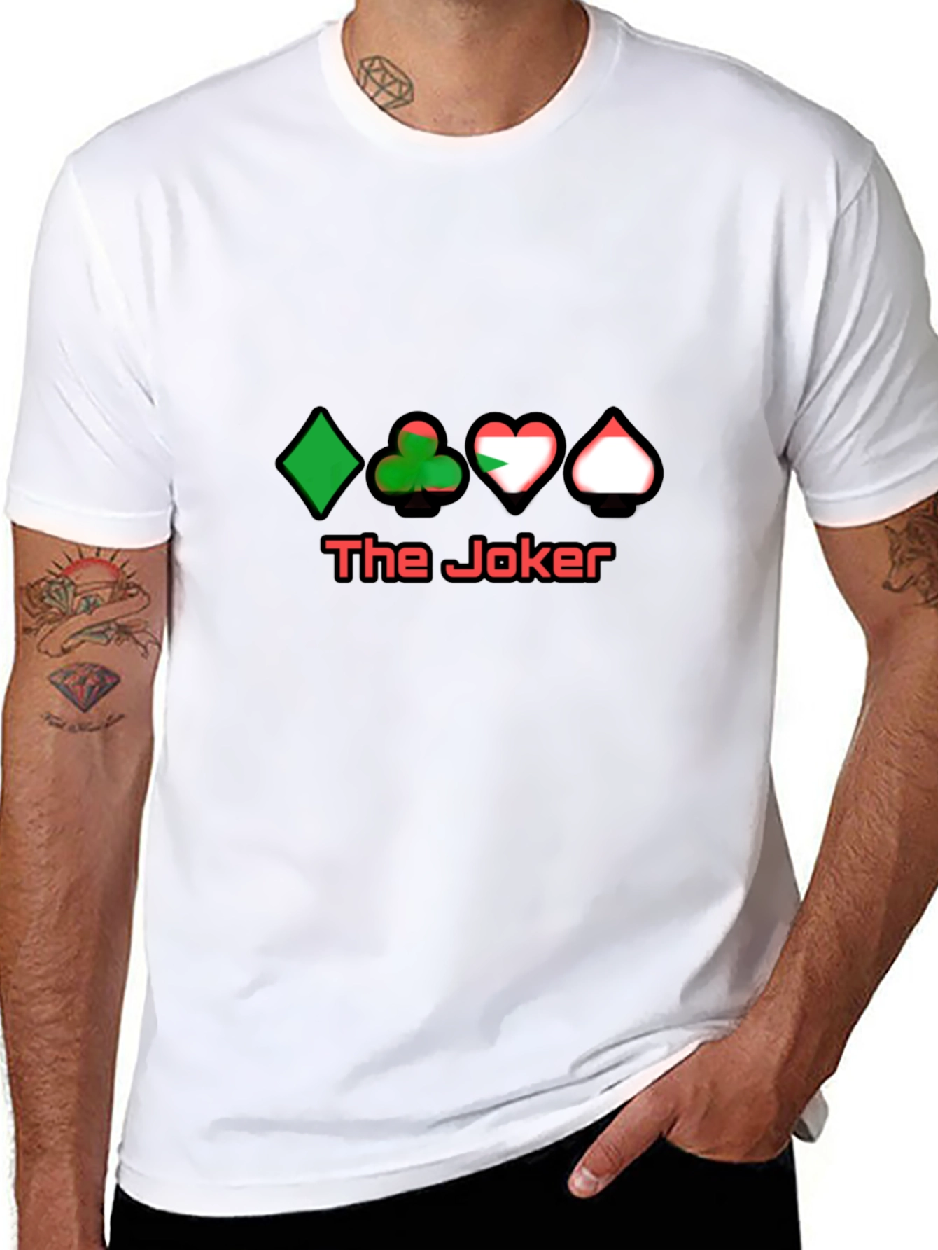 The Joker Card Suits Black T-Shirt