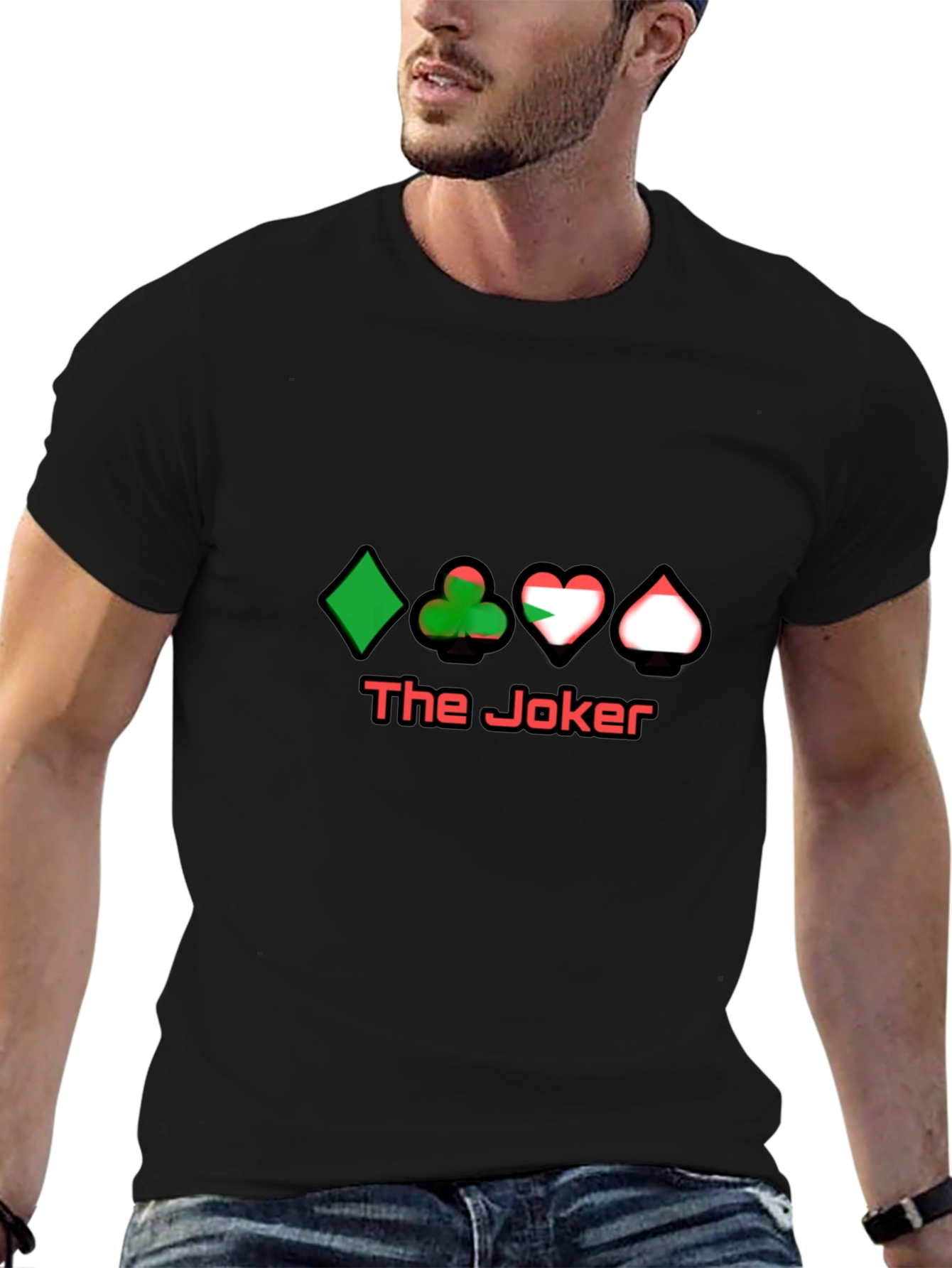 The Joker Card Suits Black T-Shirt