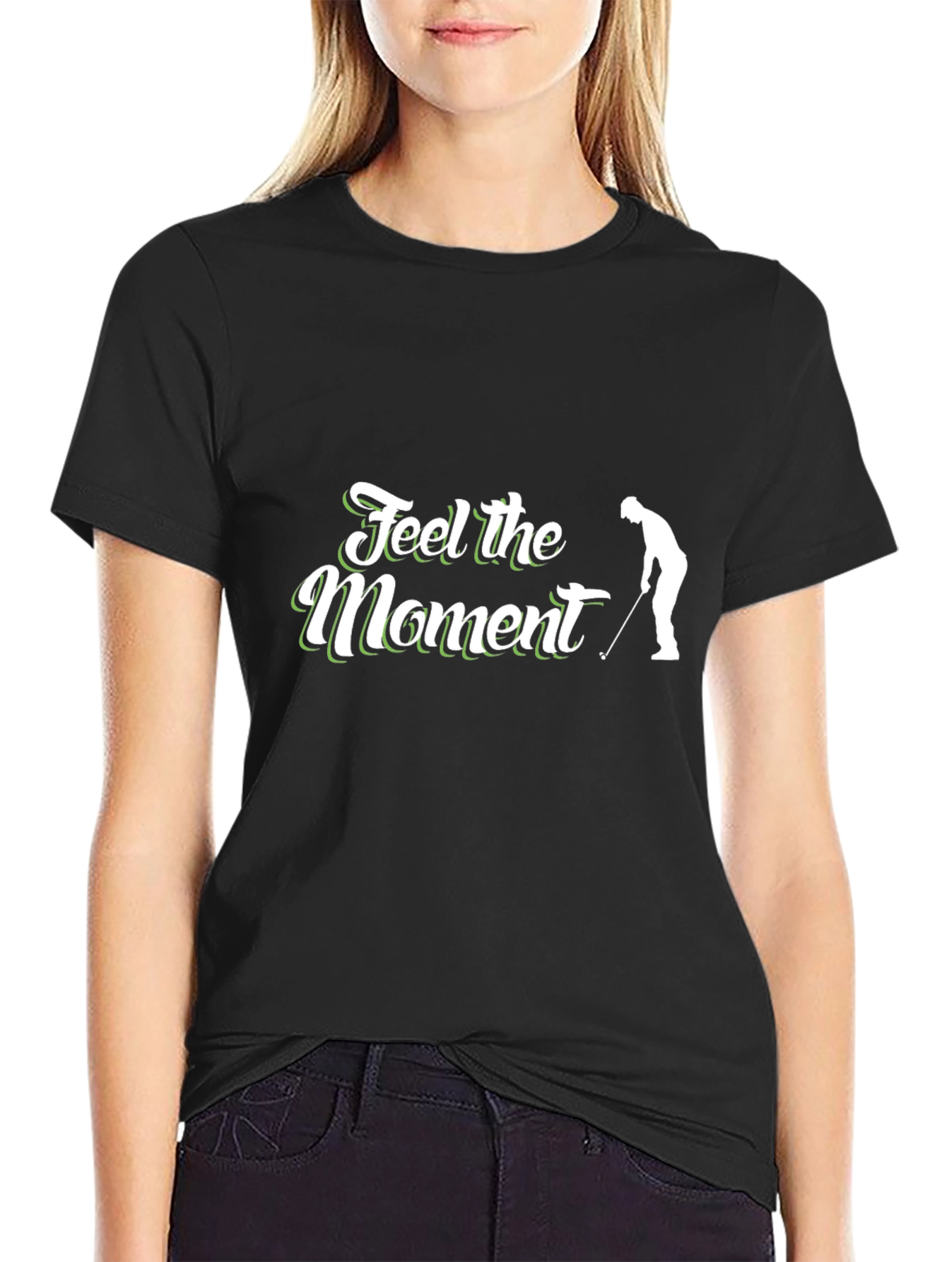 Feel the Moment Golf T-Shirt - Black