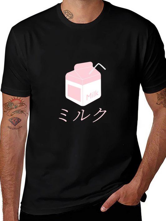 Milk Carton Graphic Tee - Kawaii Anime Style Shirt