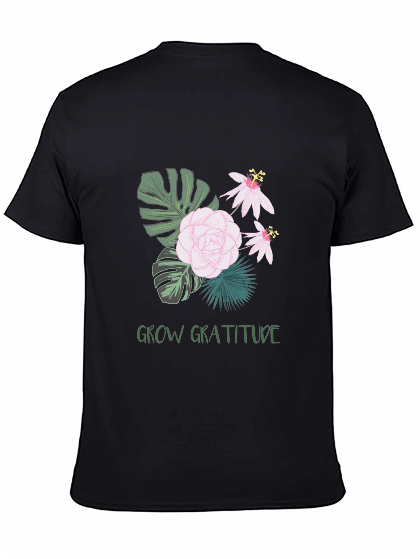 Grow Gratitude Graphic Tee - Stylish Black Shirt