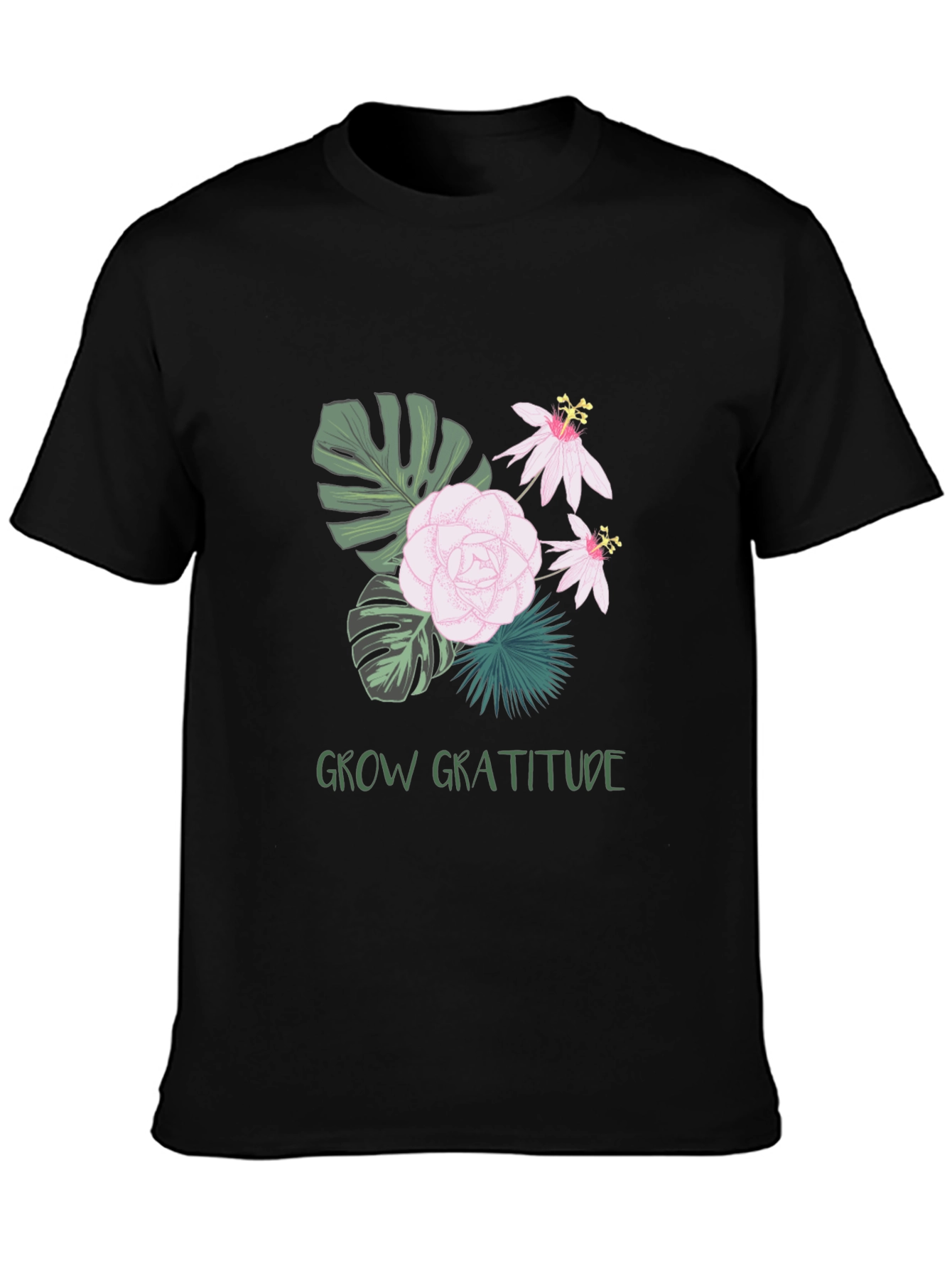 Grow Gratitude Graphic Tee - Stylish Black Shirt