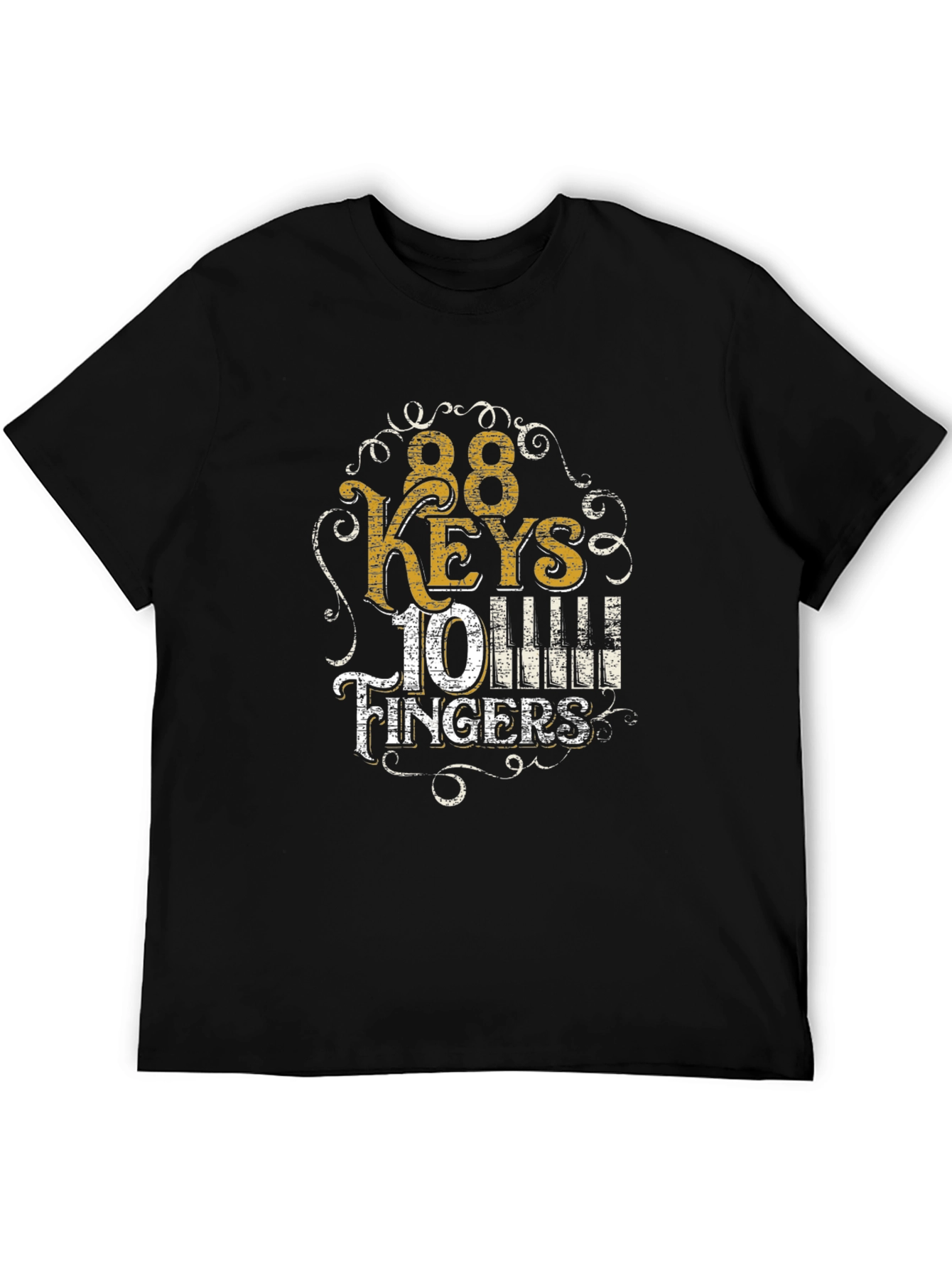 88 Keys 10 Fingers Piano T-Shirt - Black