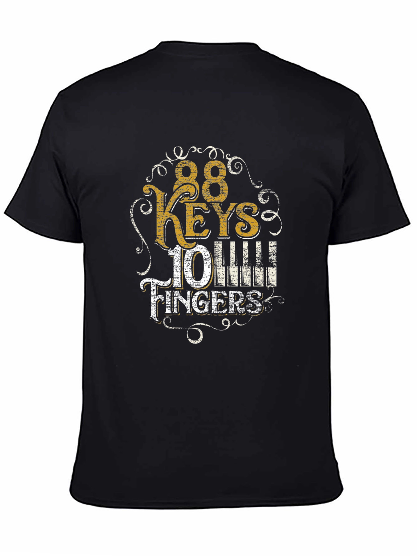88 Keys 10 Fingers Piano T-Shirt - Black
