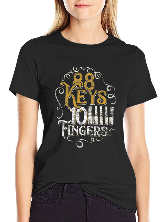88 Keys 10 Fingers Piano T-Shirt - Black