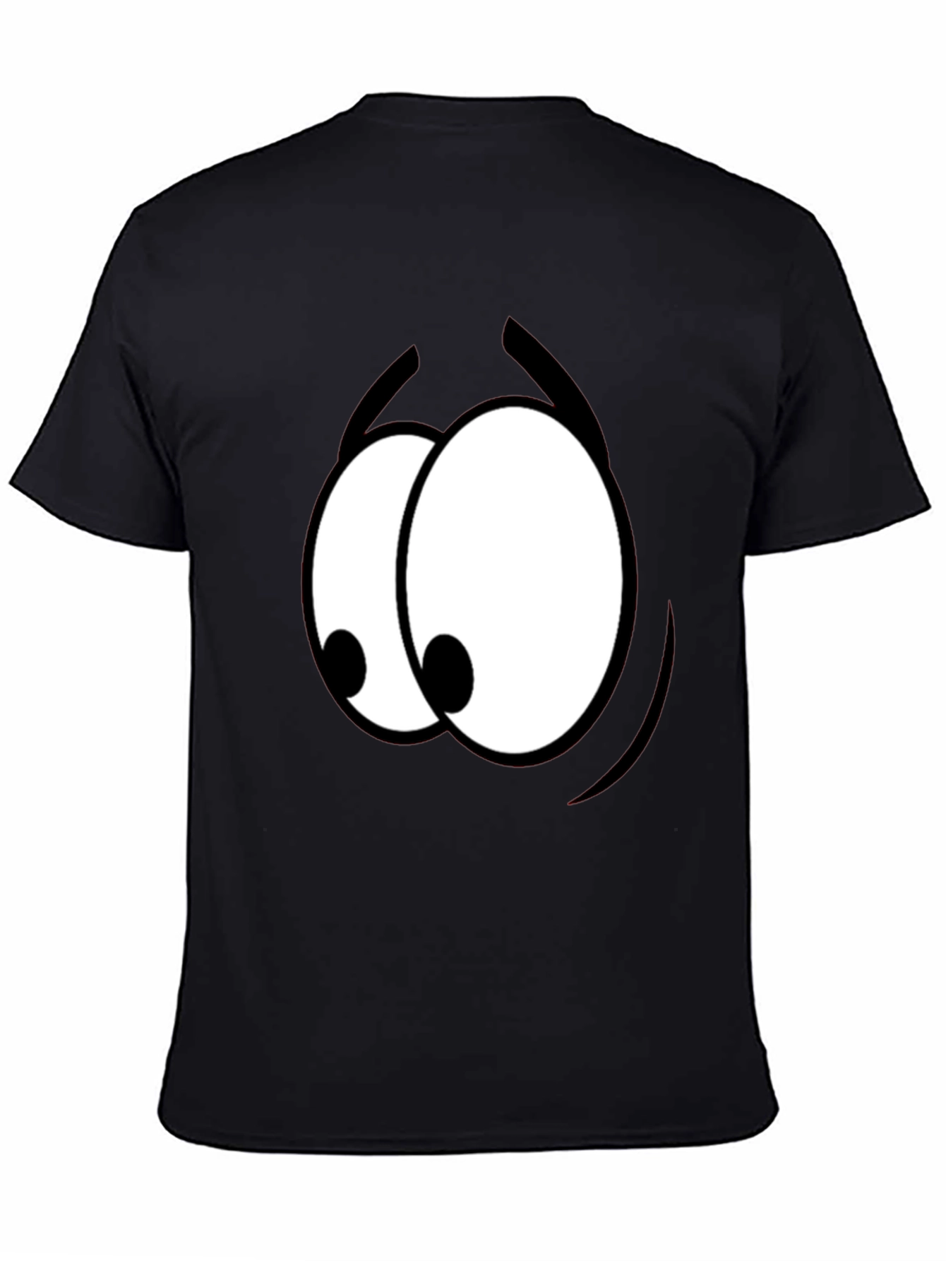 Funny Cartoon Eyes Graphic Black T-Shirt
