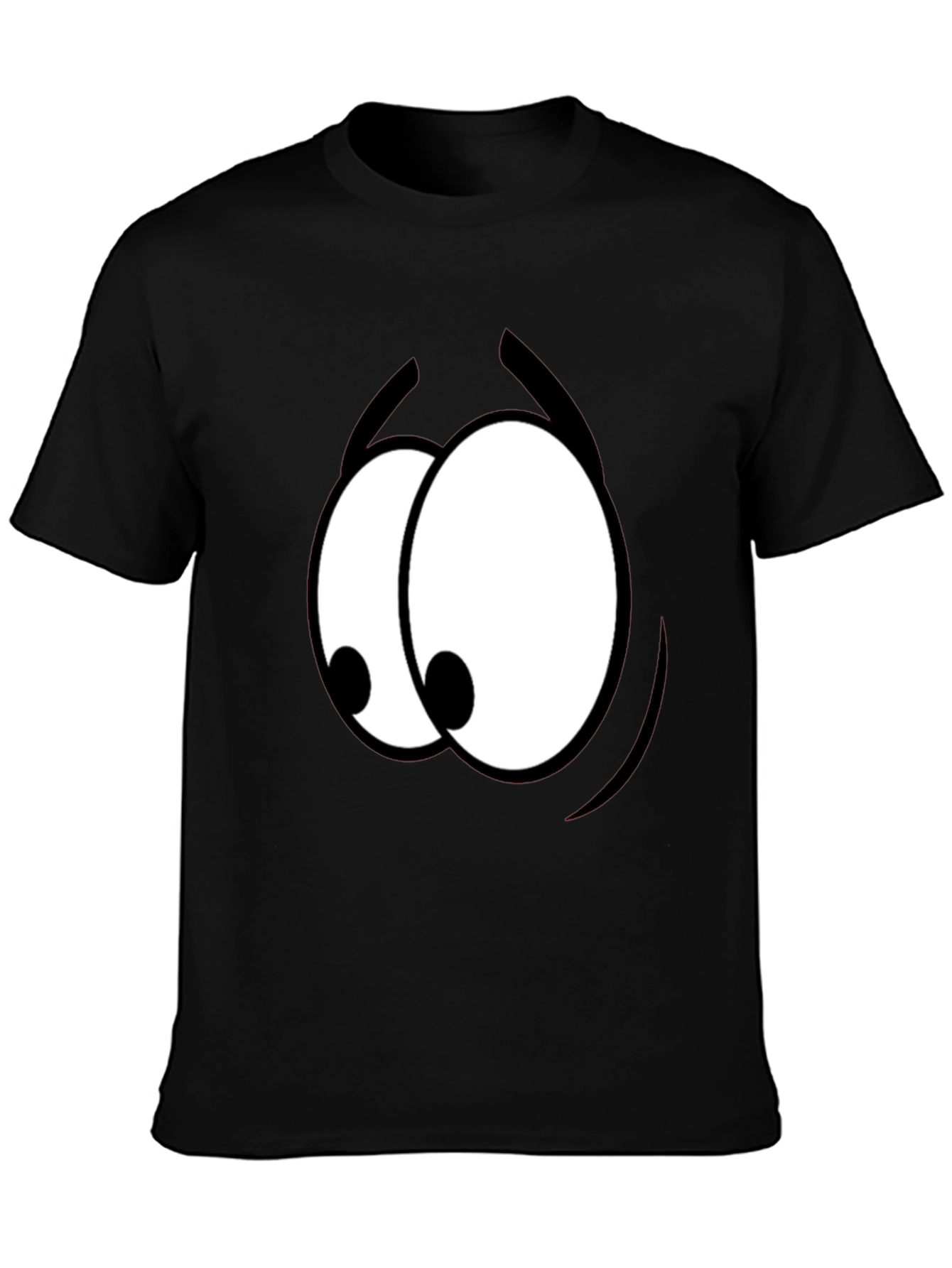Funny Cartoon Eyes Graphic Black T-Shirt