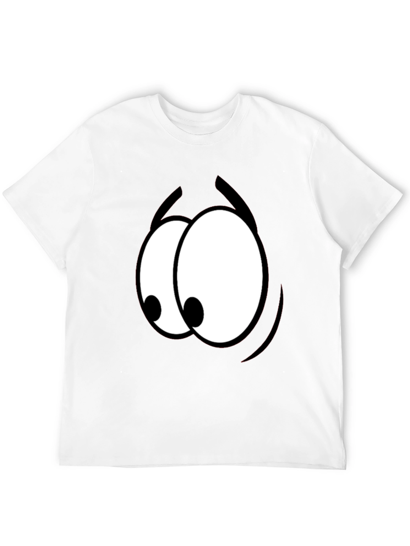 Funny Cartoon Eyes Graphic Black T-Shirt
