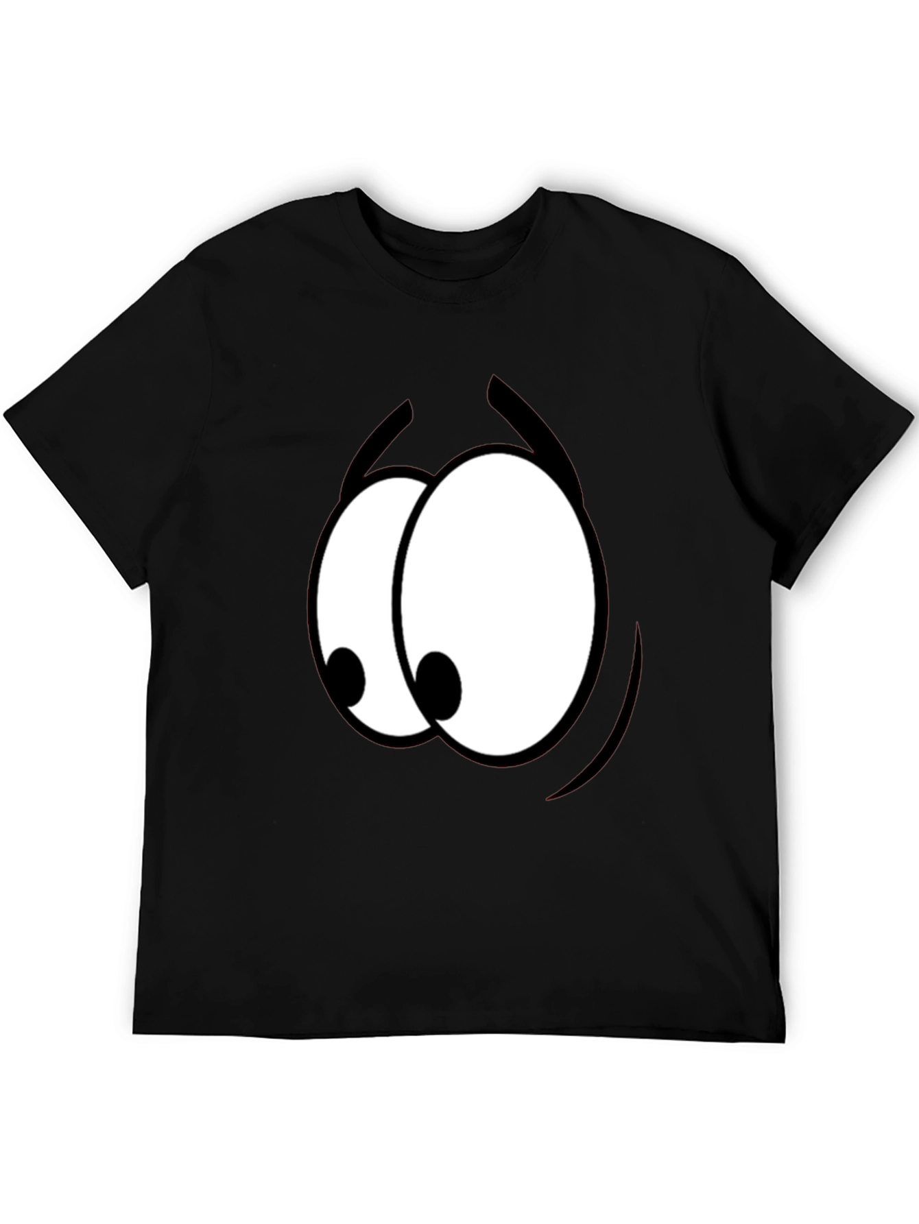 Funny Cartoon Eyes Graphic Black T-Shirt
