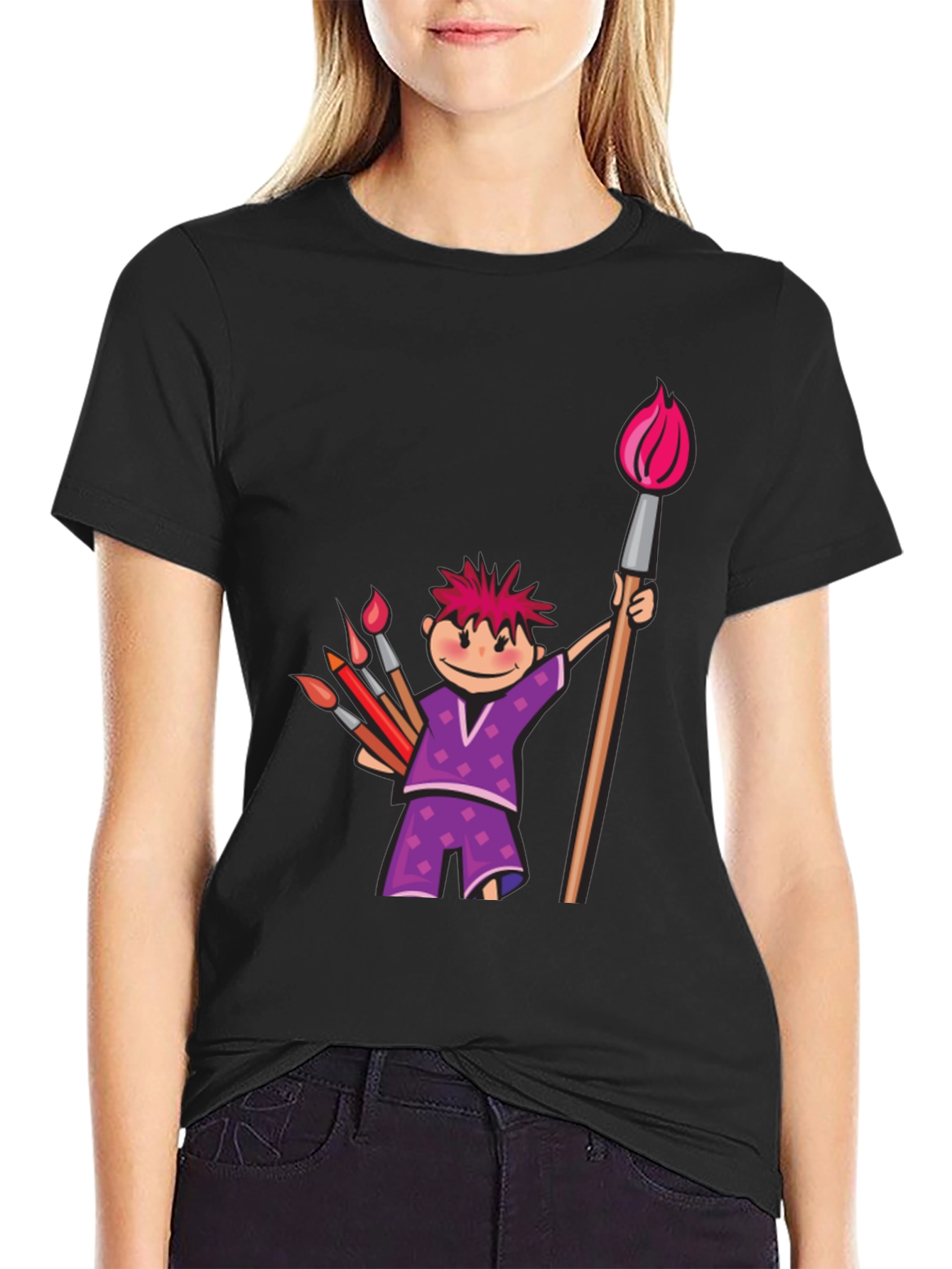 Artist Cartoon Graphic T-Shirt