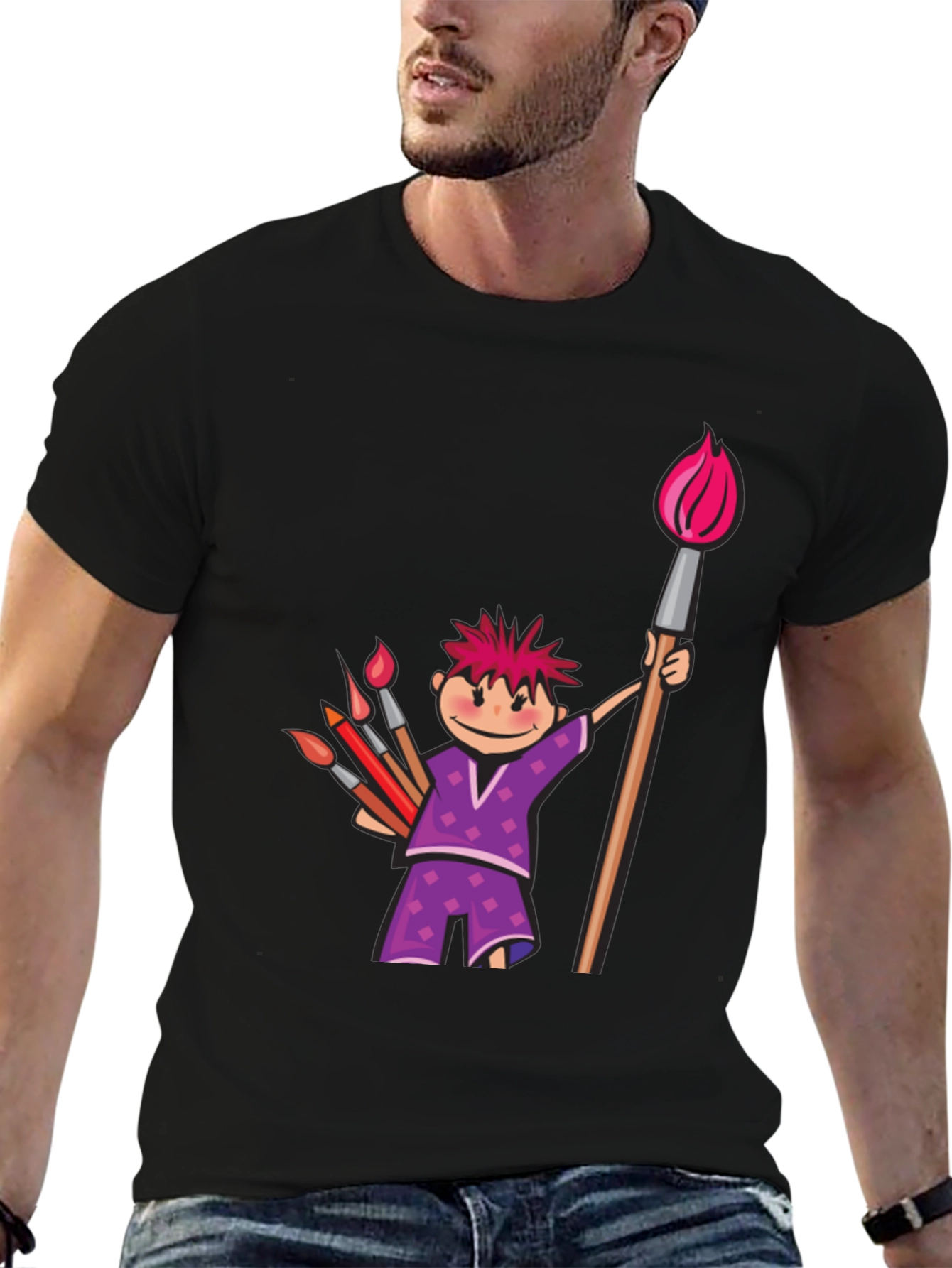 Artist Cartoon Graphic T-Shirt