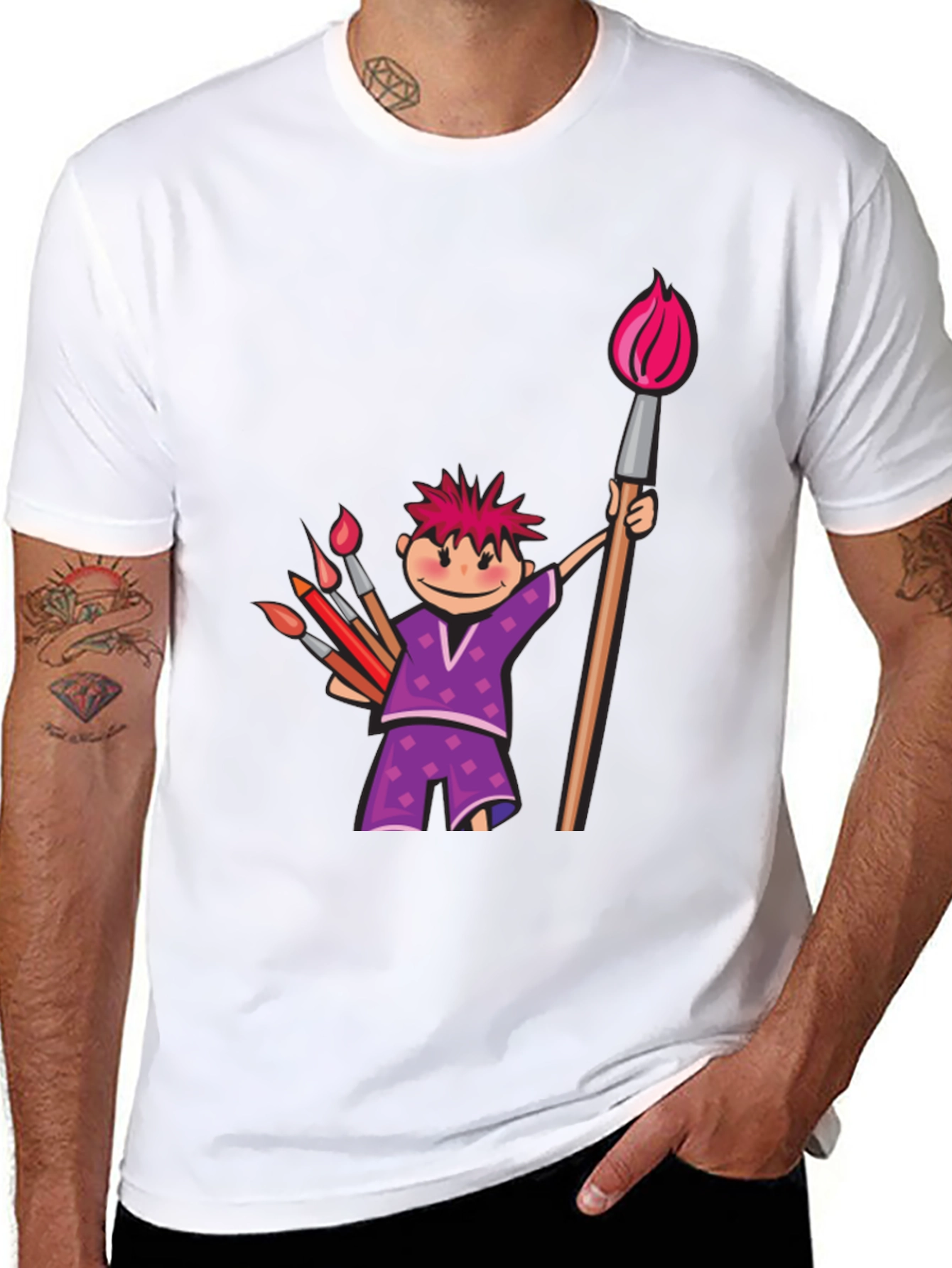 Artist Cartoon Graphic T-Shirt
