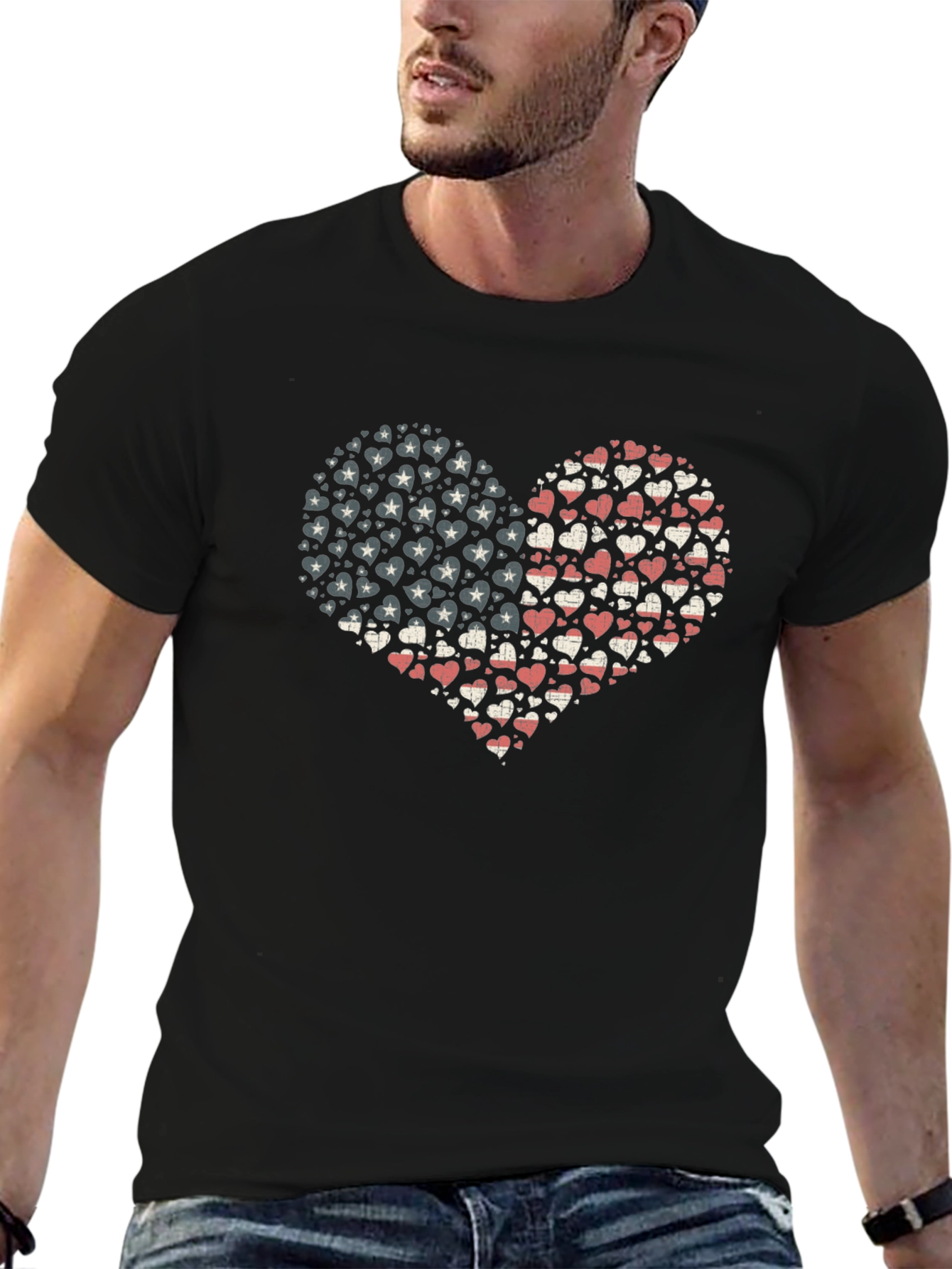 Patriotic Heart T-Shirt - Stars & Stripes Graphic Tee