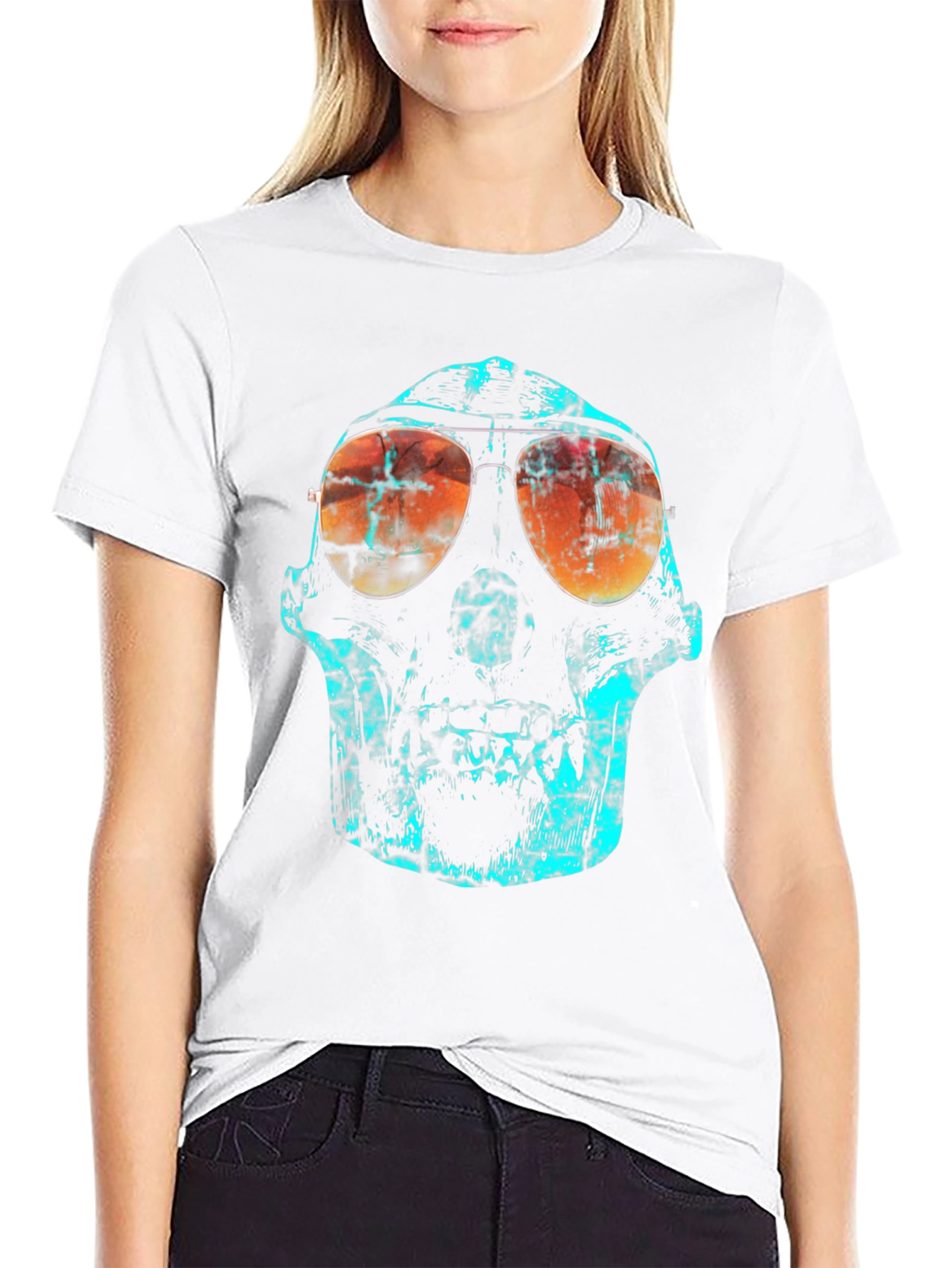 Skull Graphic Print Crew Neck T-Shirt