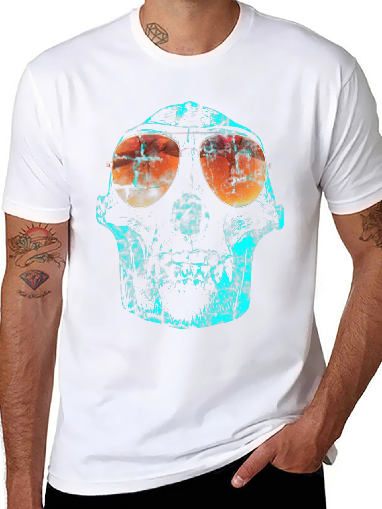 Skull Graphic Print Crew Neck T-Shirt