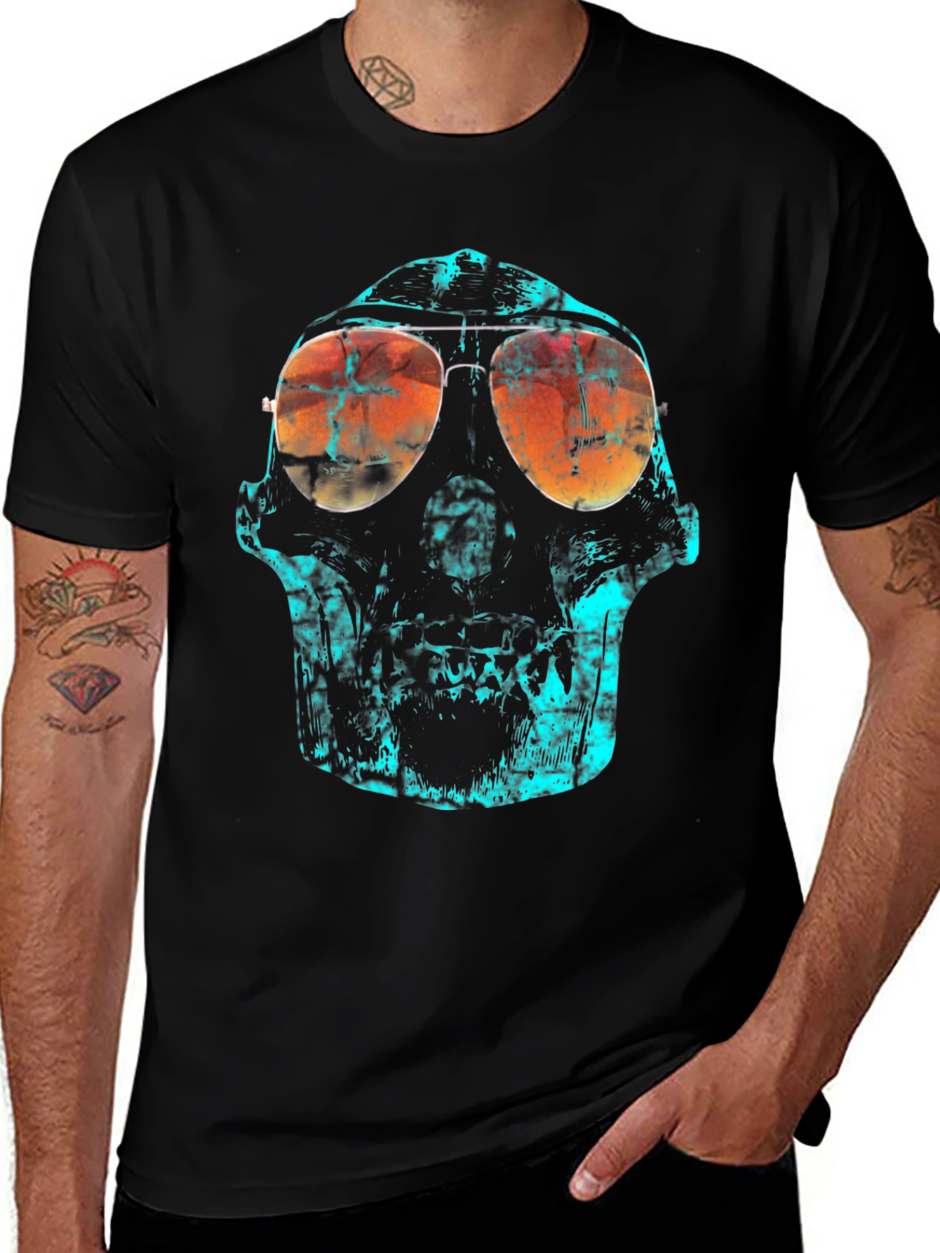 Skull Graphic Print Crew Neck T-Shirt
