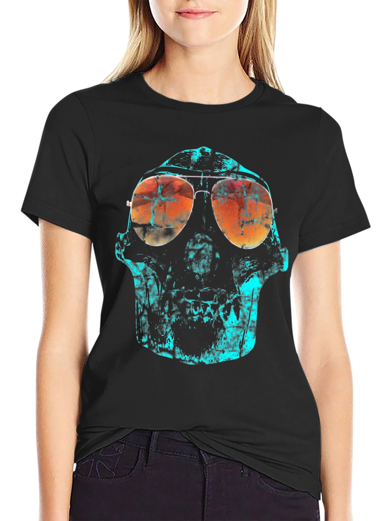 Skull Graphic Print Crew Neck T-Shirt