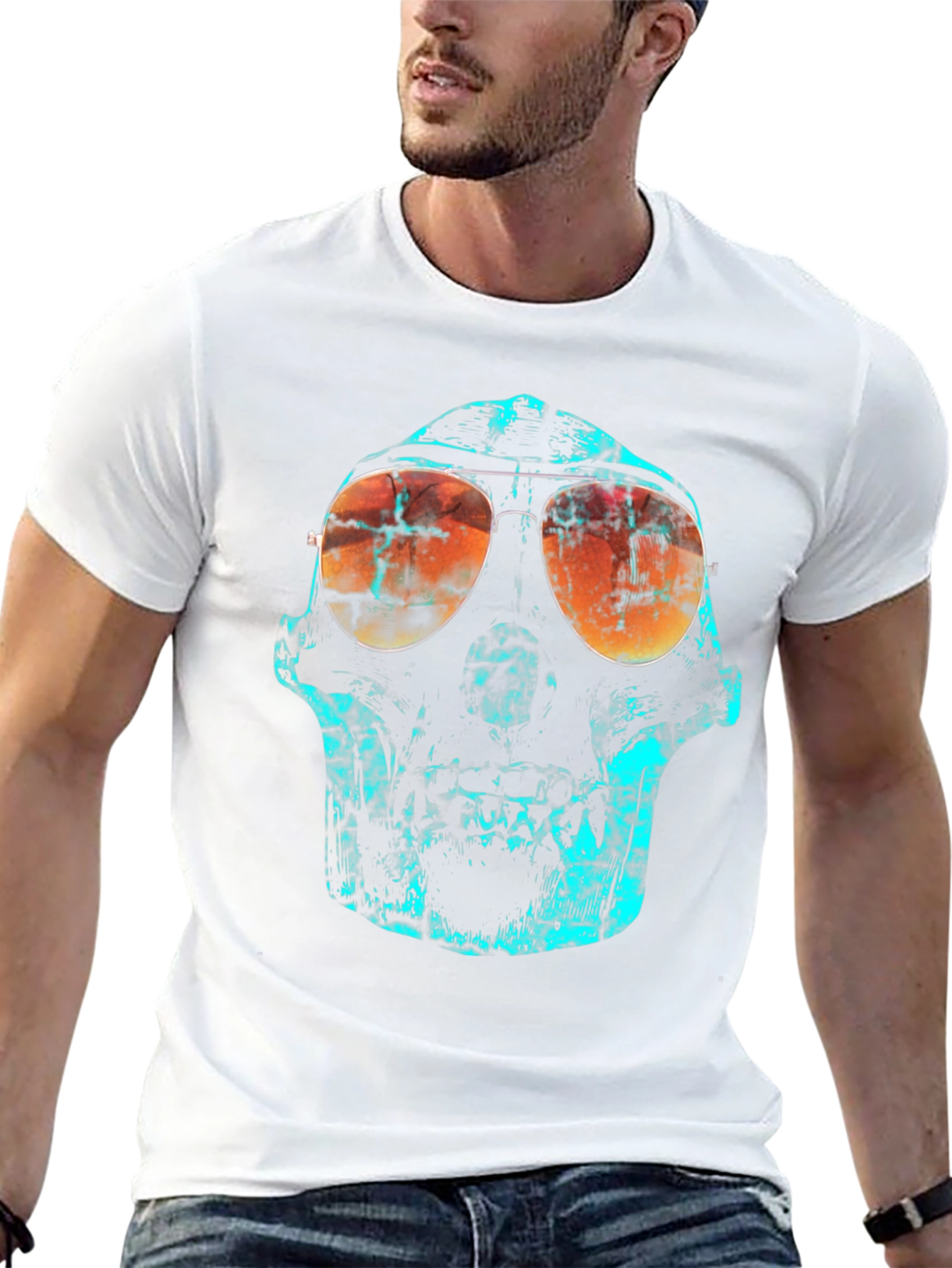 Skull Graphic Print Crew Neck T-Shirt