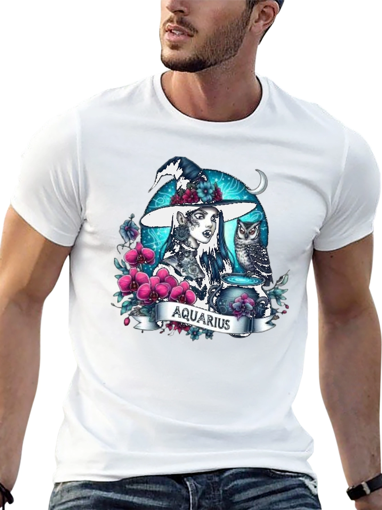 Aquarius Witch T-Shirt - Zodiac Sign Tee