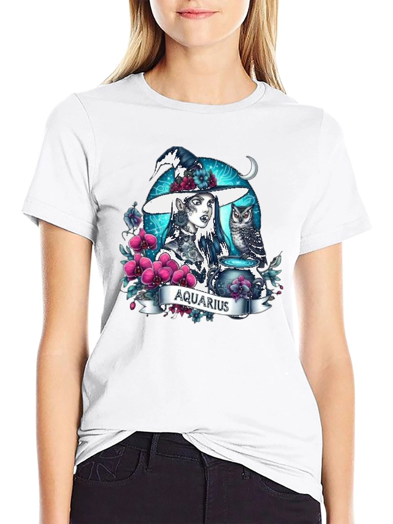 Aquarius Witch T-Shirt - Zodiac Sign Tee