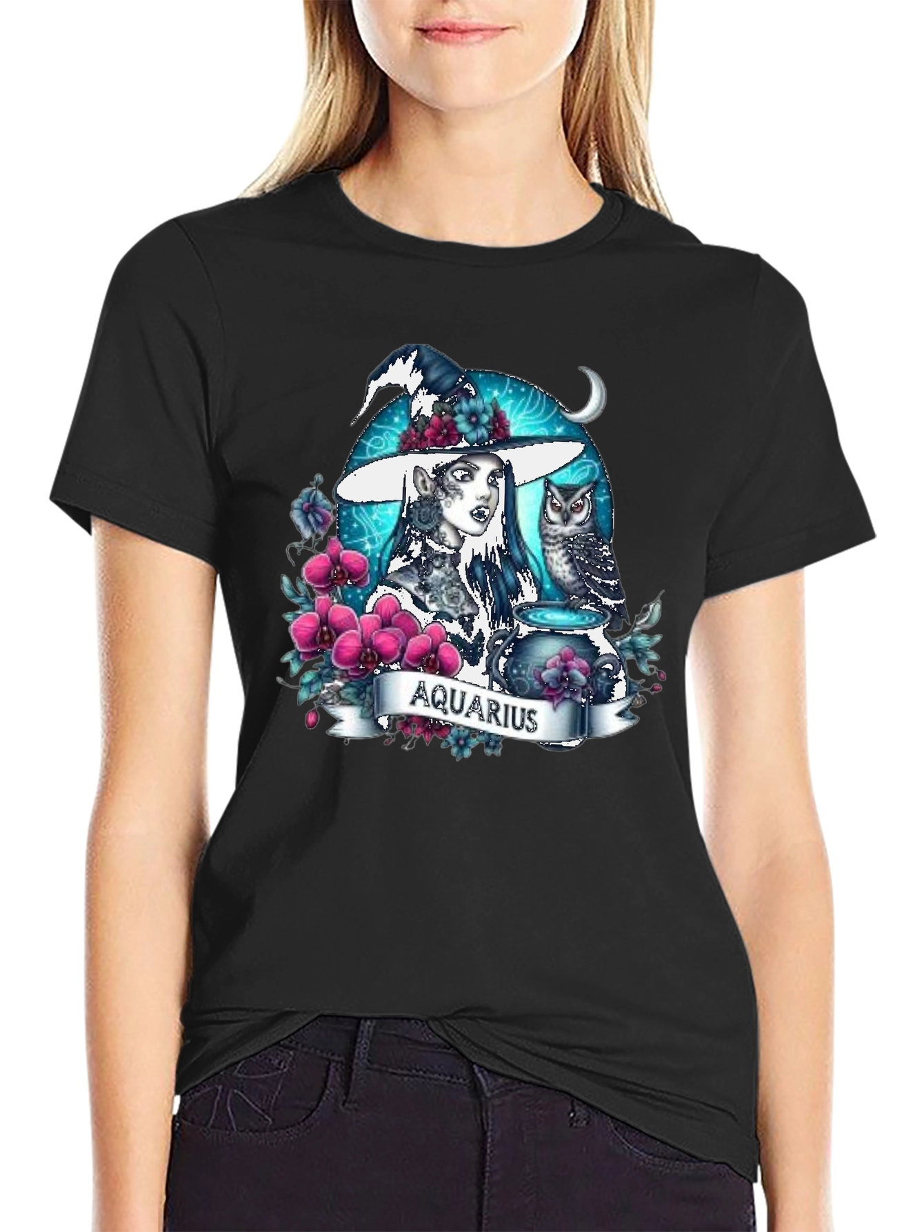 Aquarius Witch T-Shirt - Zodiac Sign Tee