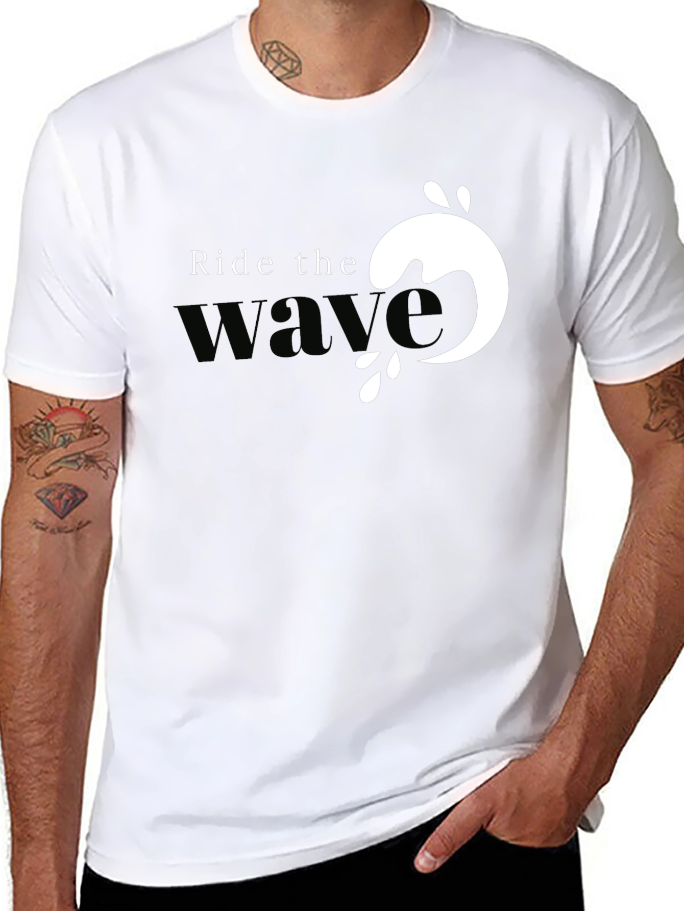 Ride the Wave Graphic Tee - Black Cotton T-Shirt