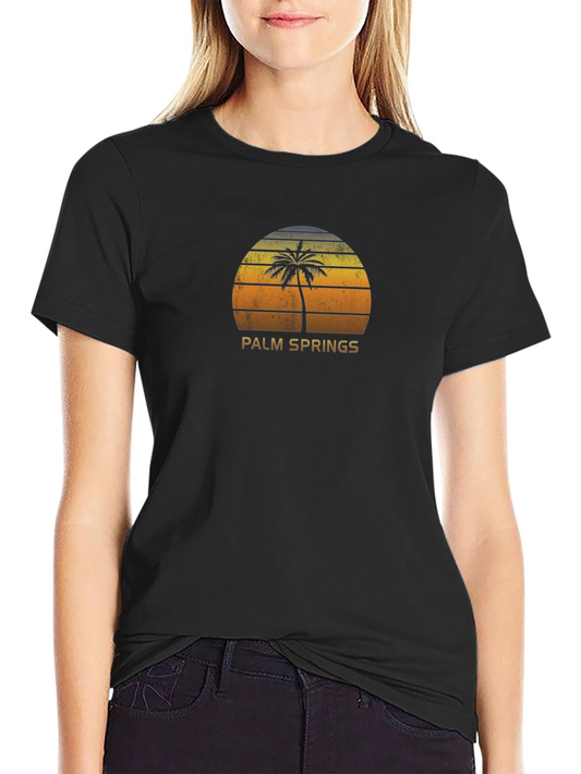 Palm Springs Sunset Tee - Retro Palm Tree Graphic T-Shirt