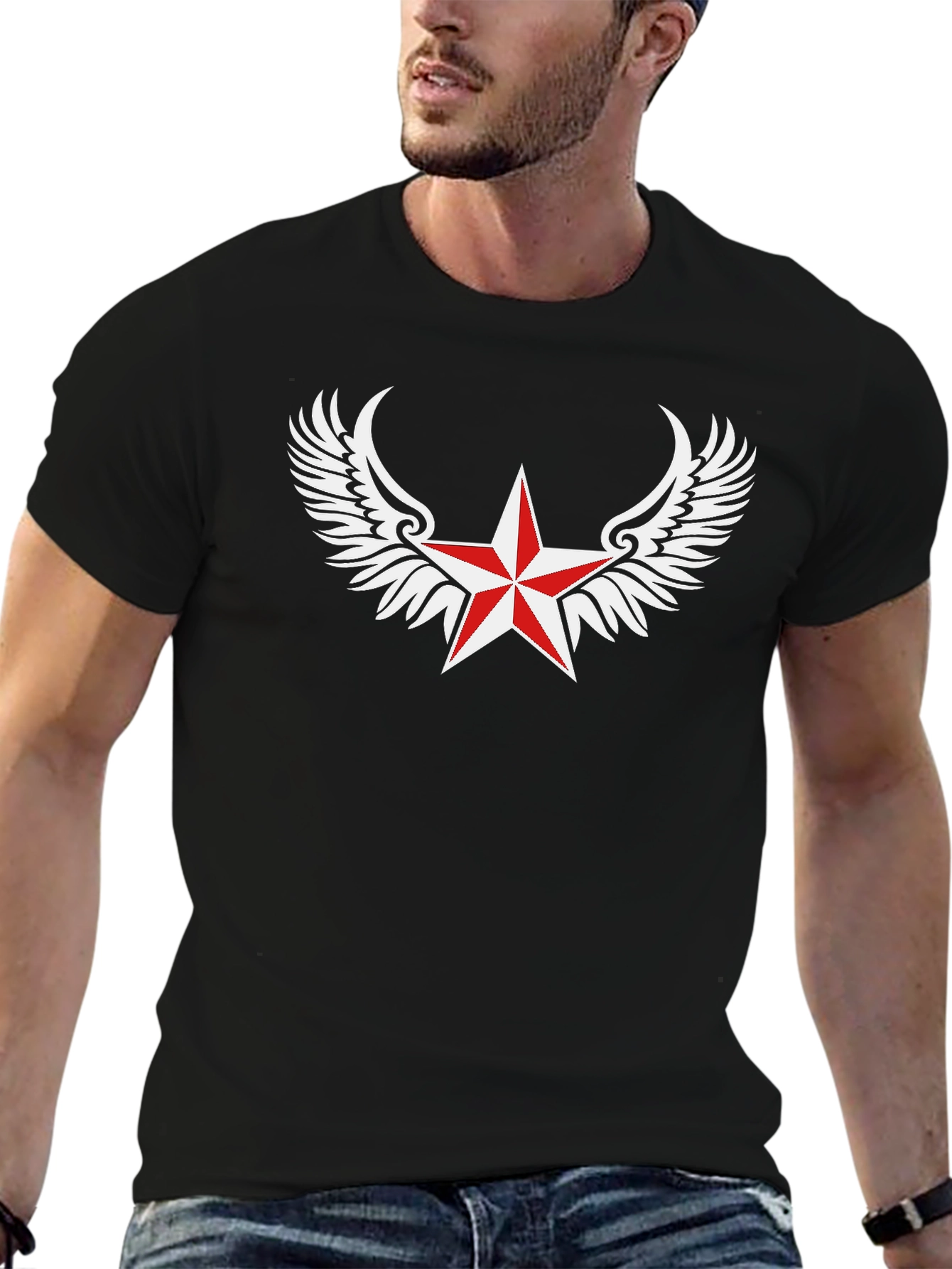 Winged Star Graphic Tee - Classic Black T-Shirt