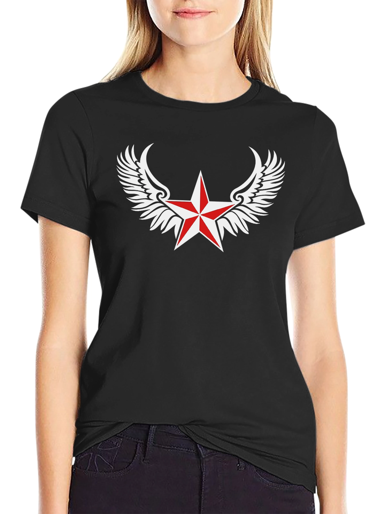 Winged Star Graphic Tee - Classic Black T-Shirt
