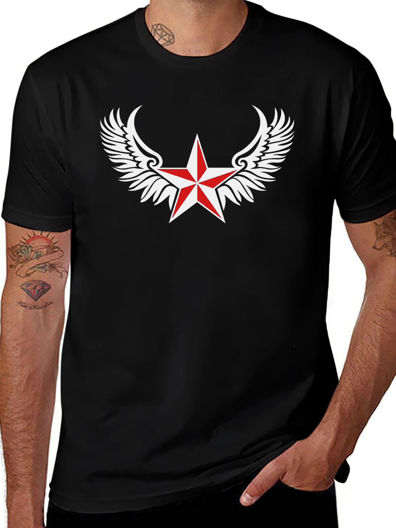 Winged Star Graphic Tee - Classic Black T-Shirt