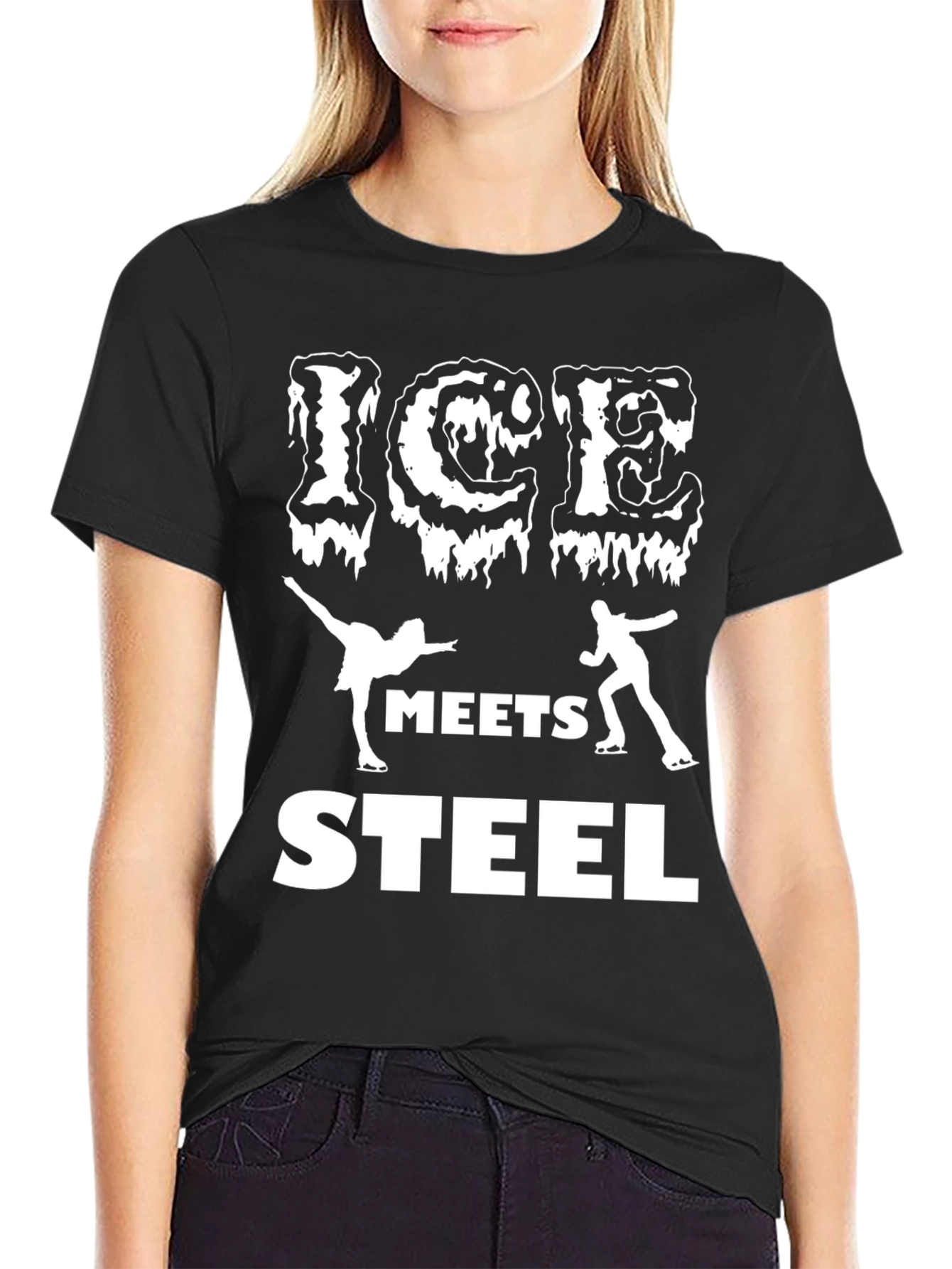 Ice Meets Steel Graphic T-Shirt - Figure Skating Tee