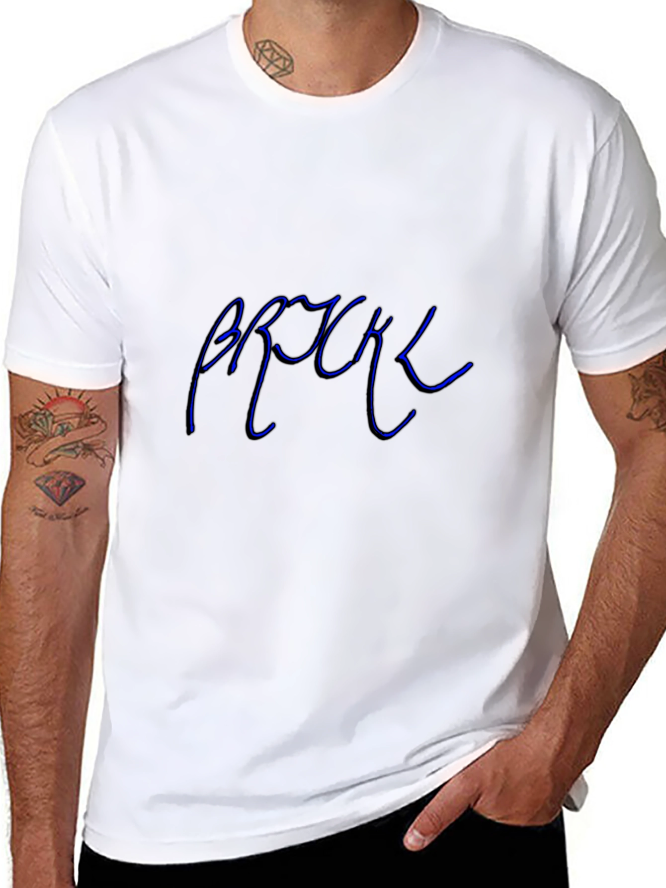 Cool Blue Text Graphic Black Tee