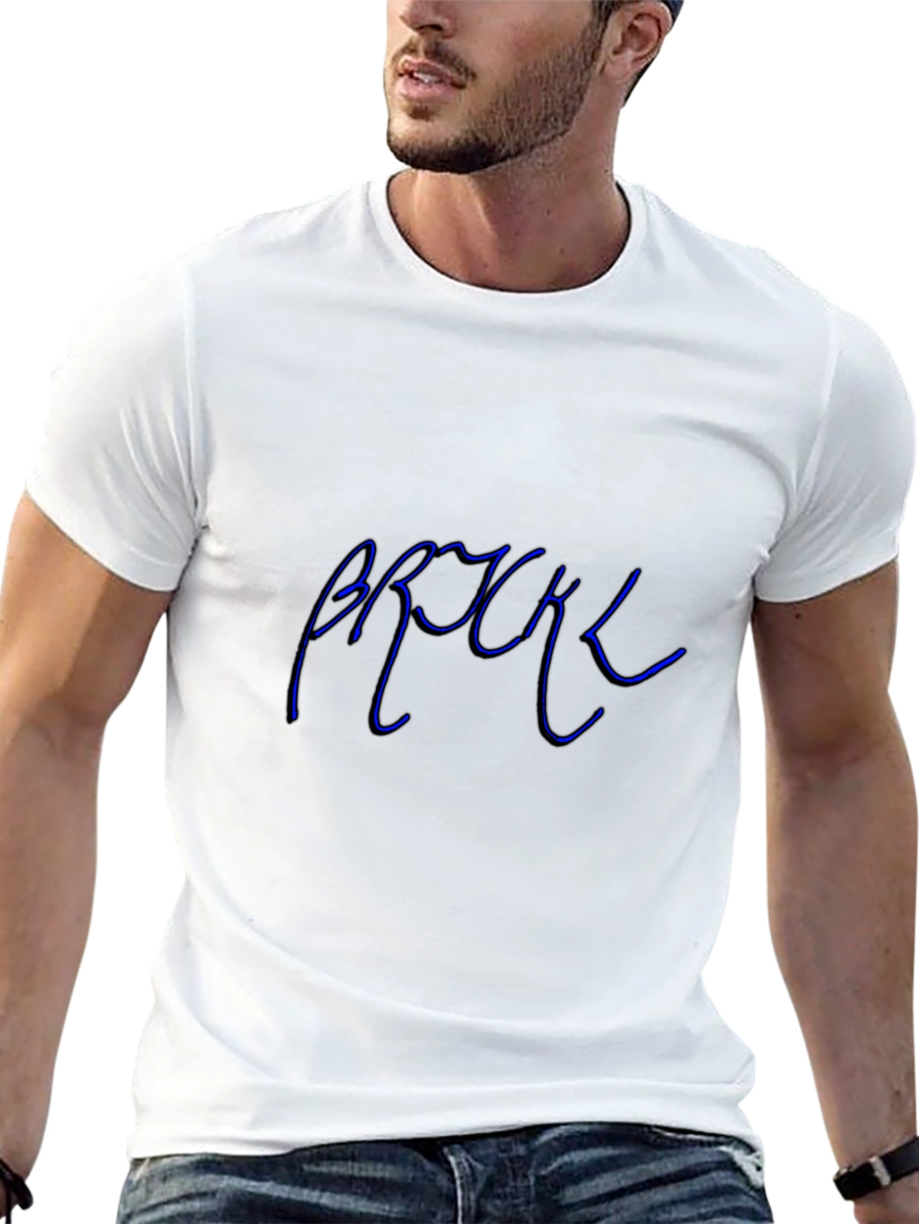 Cool Blue Text Graphic Black Tee