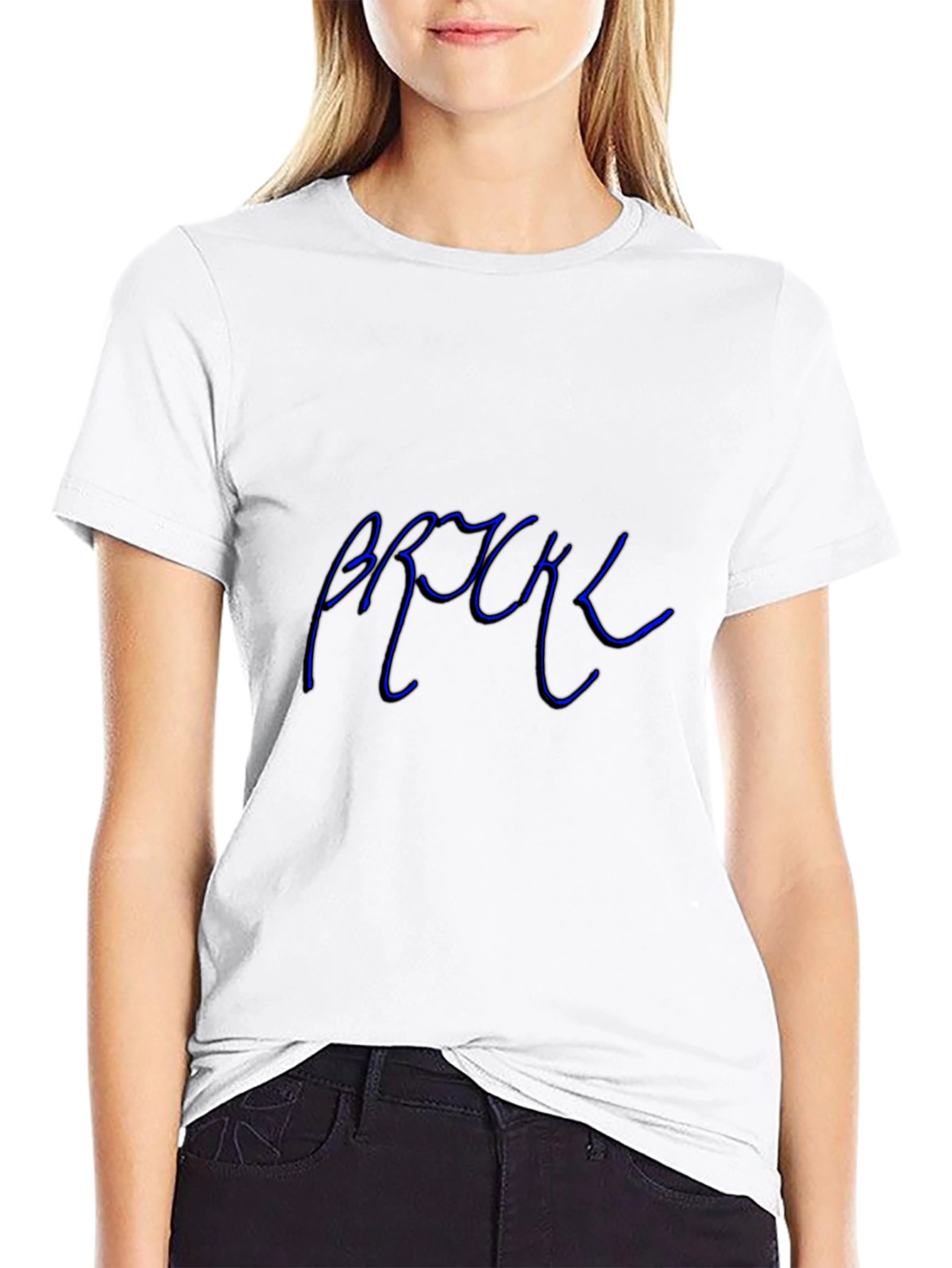 Cool Blue Text Graphic Black Tee