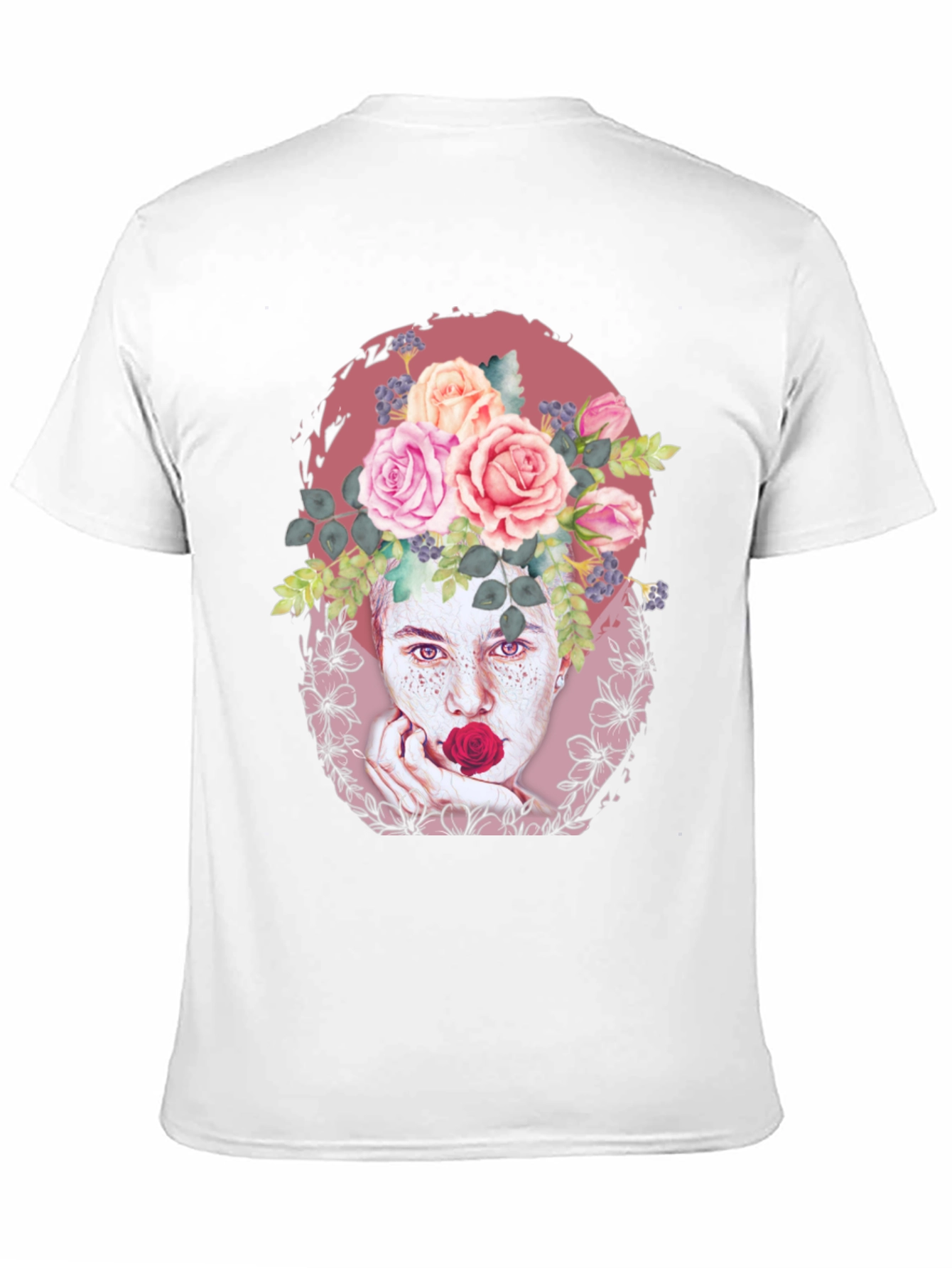 Floral Portrait T-Shirt: Unique Artistic Design